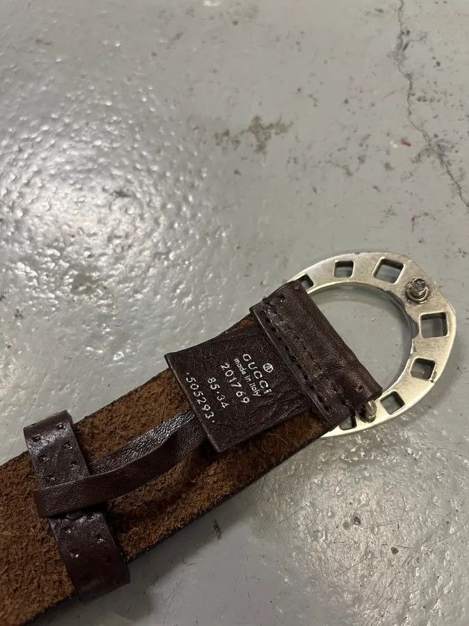 Gucci 2000s Gucci Horseshoe Buckle Brown Leather Belt Size ONE SIZE - 8 Thumbnail