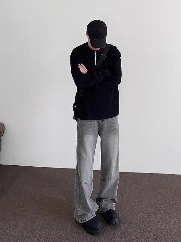 Japanese Brand VIBE Street vintage silhouette grey baggy jeans Size US 34 / EU 50 - 4 Thumbnail