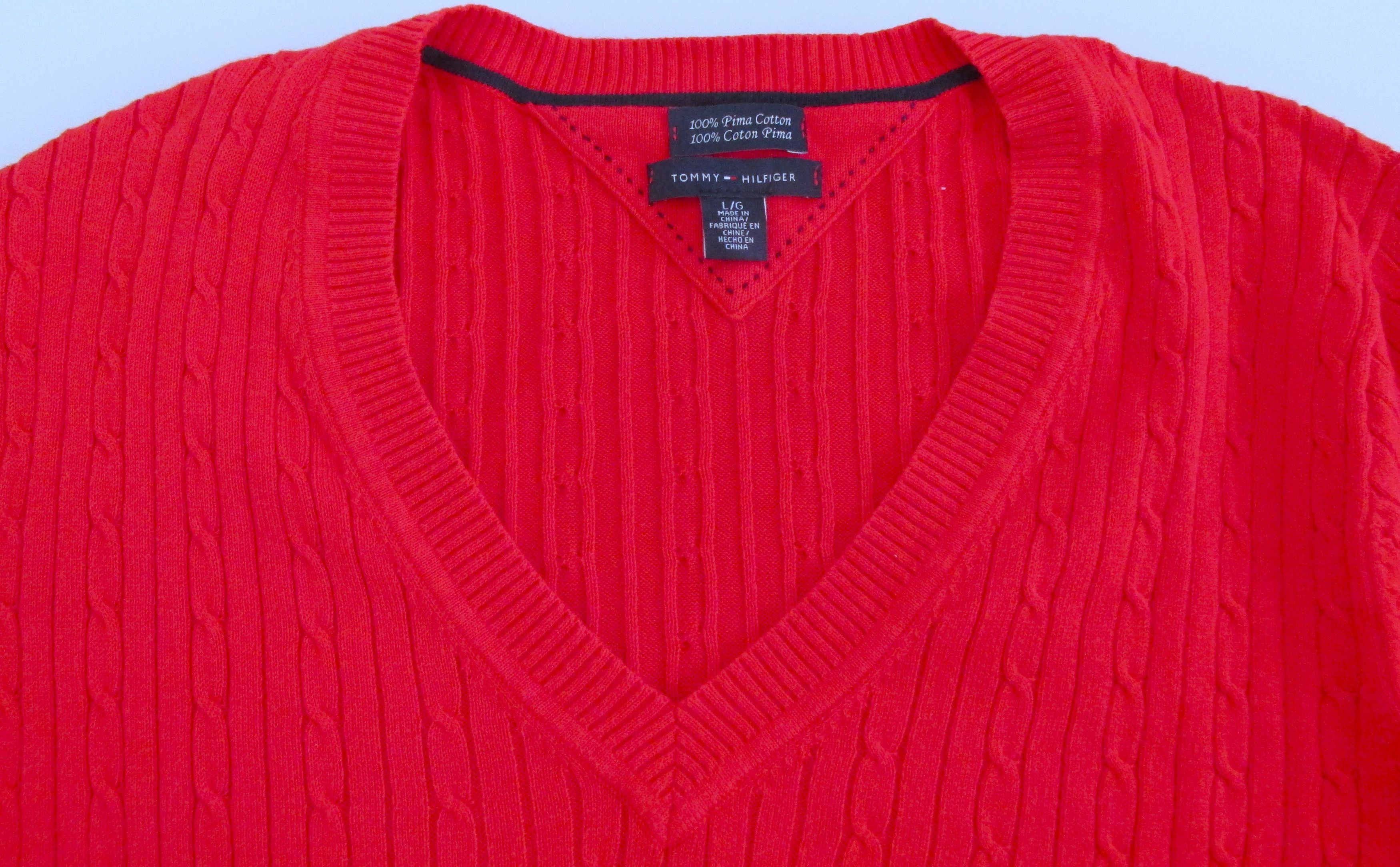 Tommy Hilfiger Tommy Hilfiger Women's V-Neck Cotton Sweaters Size Large Size L / US 10 / IT 46 - 3 Thumbnail