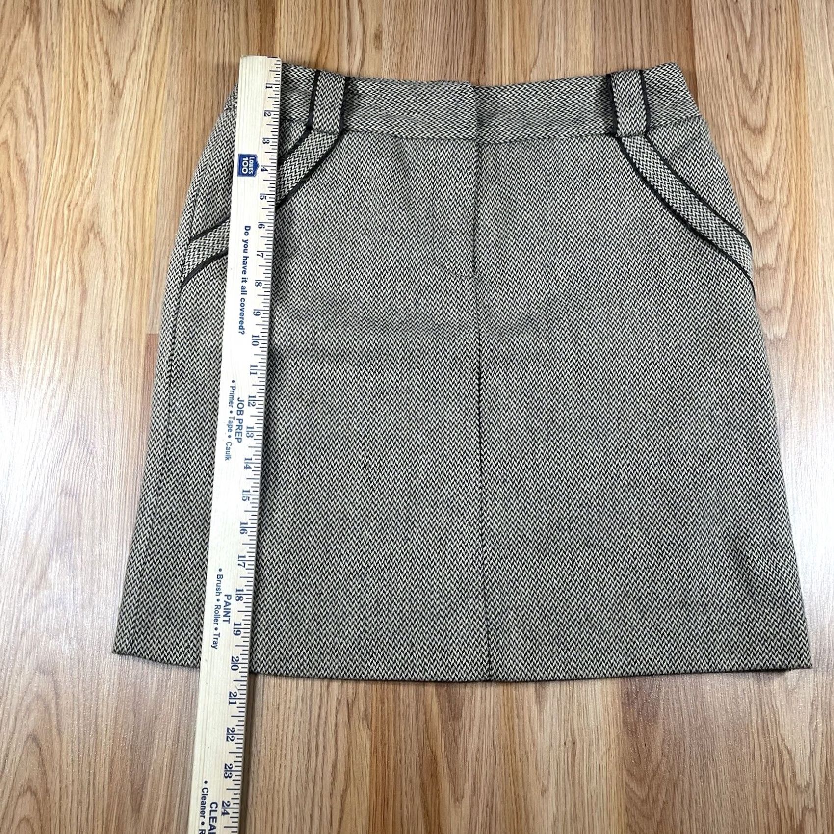 Vintage British Khaki Skirt Women's 8 Wool Blend Straight Pencil Lined Above Knee 58532 Size 30" / US 8 / IT 44 - 5 Thumbnail
