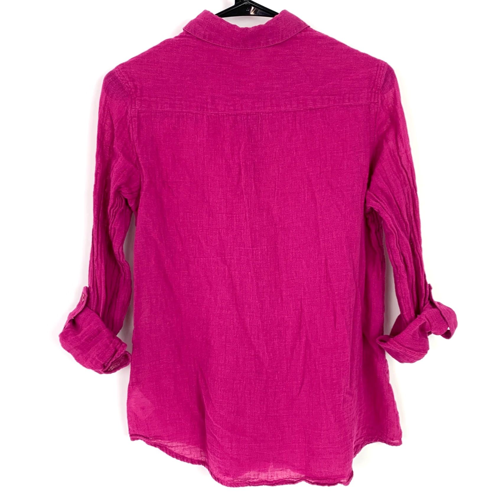 Coldwater Creek VINTAGE Coldwater Creek Roll Sleeve Fuchsia Linen Blend Button Shirt Blouse Medium 10-12 Size M / US 6-8 / IT 42-44 - 4 Thumbnail
