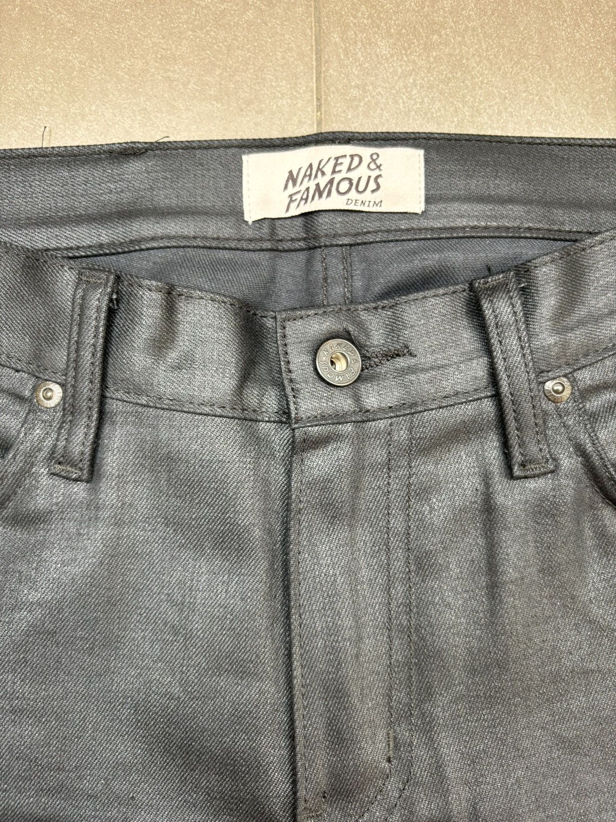 Naked & Famous Naked & Famous Denim - Black Waxed Jeans Size US 31 - 9 Thumbnail