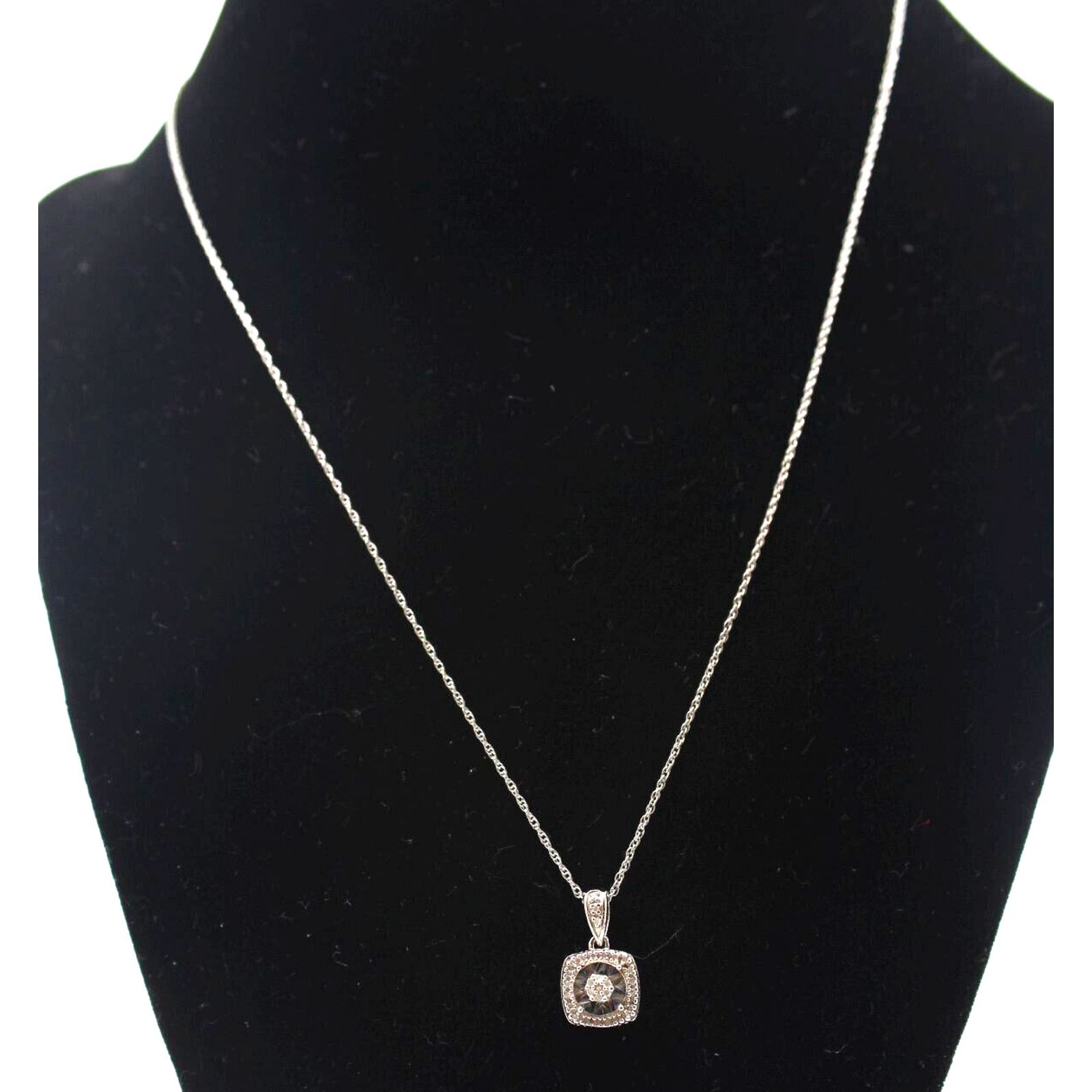 Other Illusion Genuine Diamond Sterling Necklace and Chain • 17" Size ONE SIZE - 2 Thumbnail