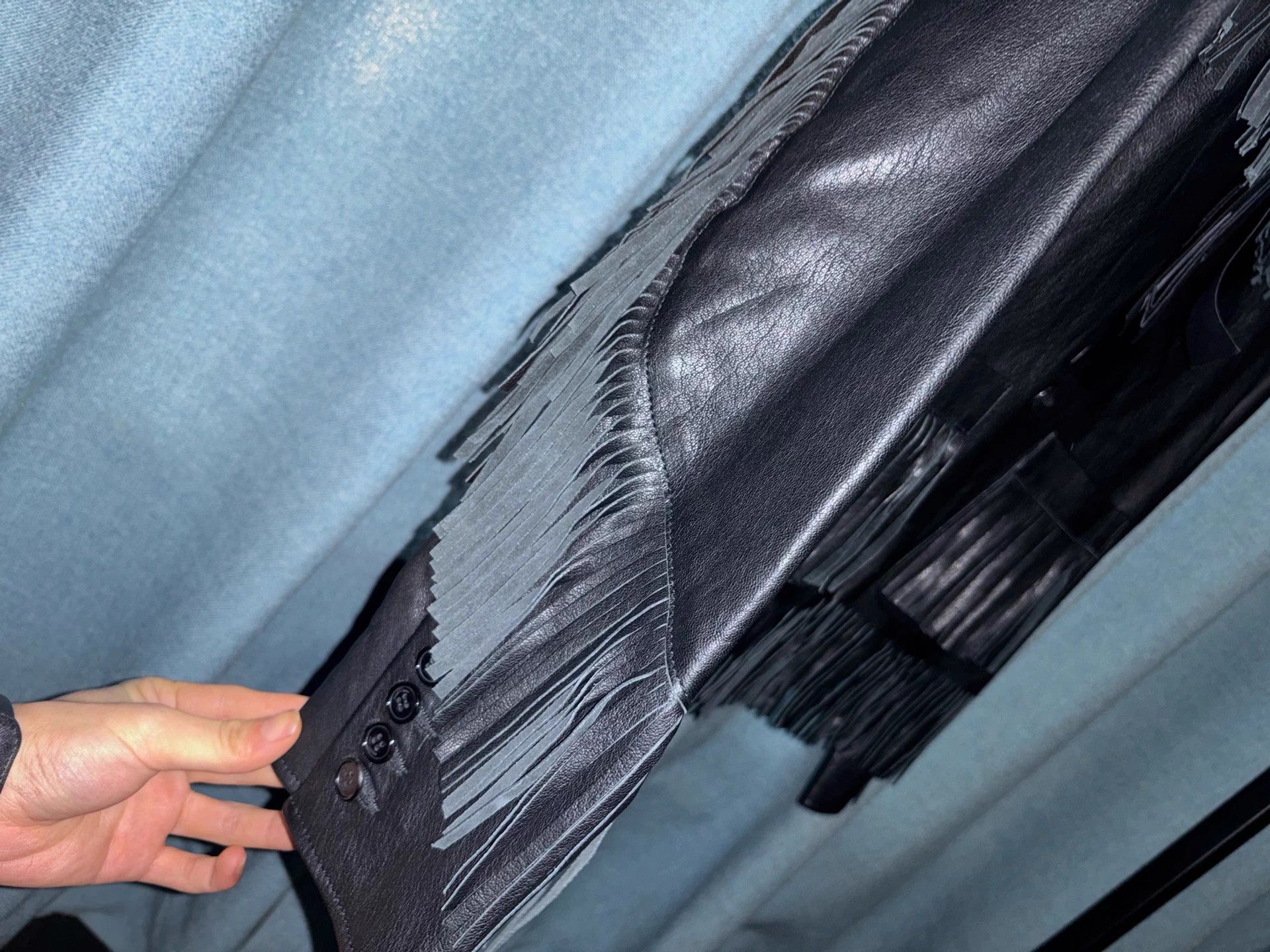 Saint Laurent Paris SLP 2015SS Hedi Slimane Black Leather Fringe Jkt Size US S / EU 44-46 / 1 - 4 Thumbnail