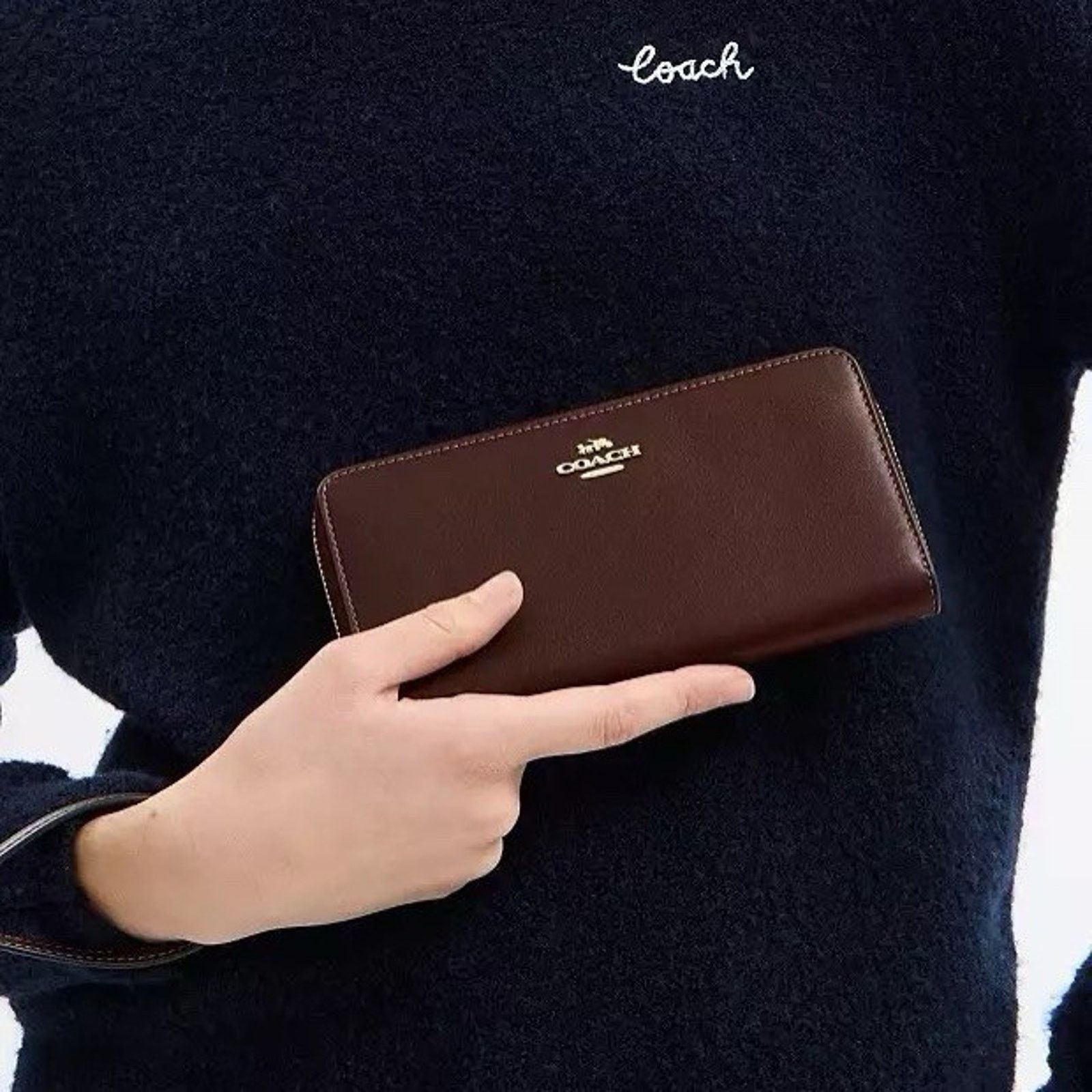Coach NWT Coach Long Zip Around Phone Wallet CR623 Gold/Maple Size ONE SIZE - 7 Thumbnail
