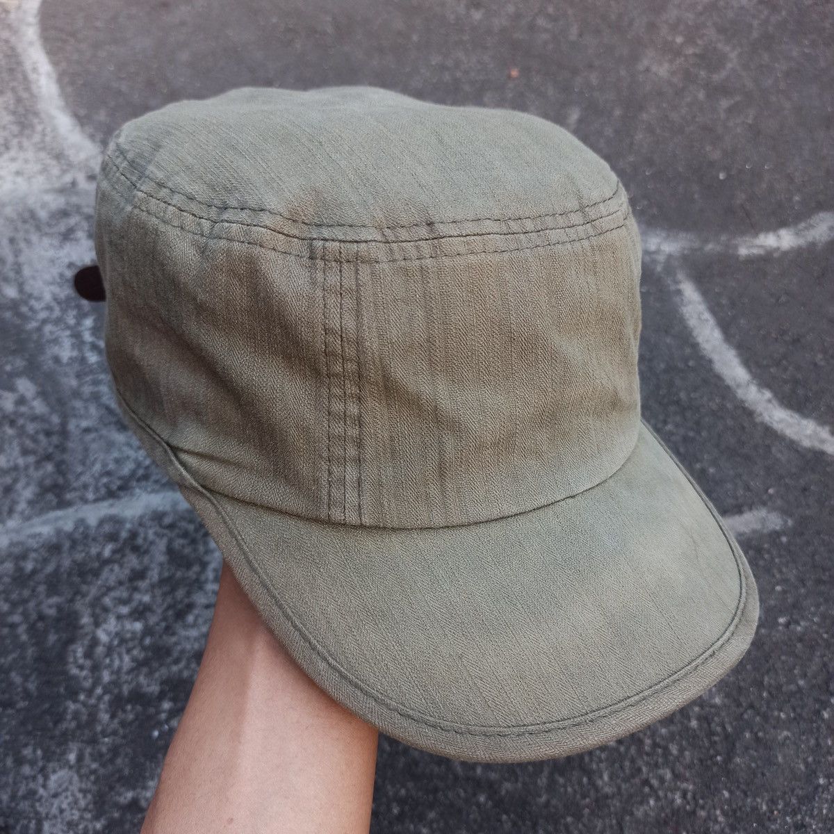 Hunter × Montbell Army montbell cadet hat with leather path and adjust Size ONE SIZE - 7 Thumbnail