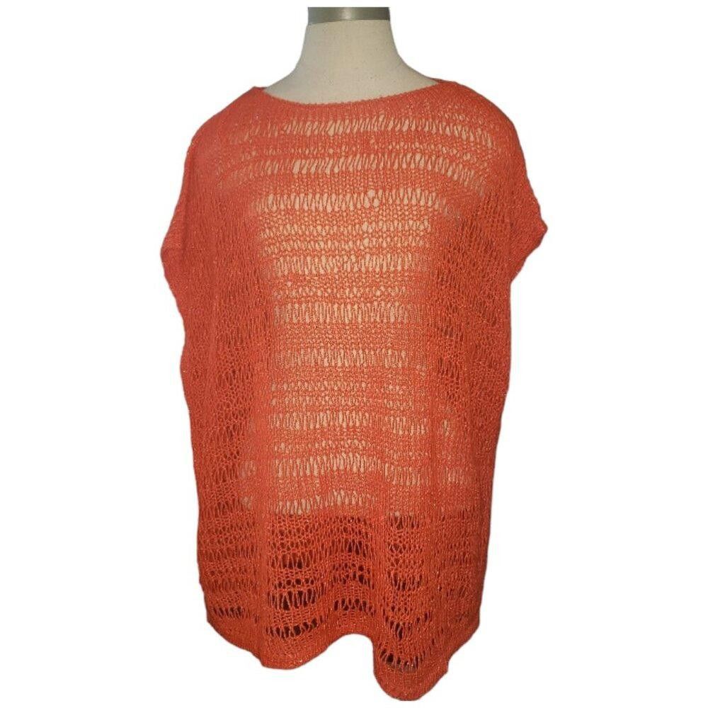 Designer CT1610 LAFAYETTE 148 Orange Knit Sleeveless Sweater M Size M / US 6-8 / IT 42-44 - 1 Thumbnail