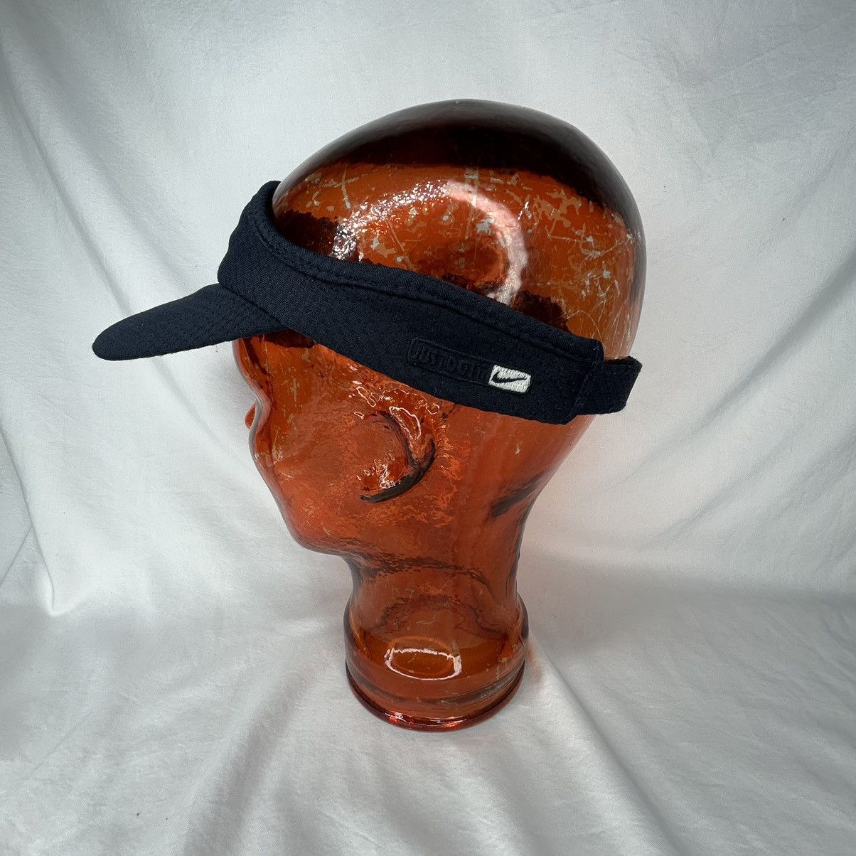 Nike Vtg Y2K Nike Navy Blue Swoosh Sun Visor Strapback Hat Size ONE SIZE - 3 Thumbnail