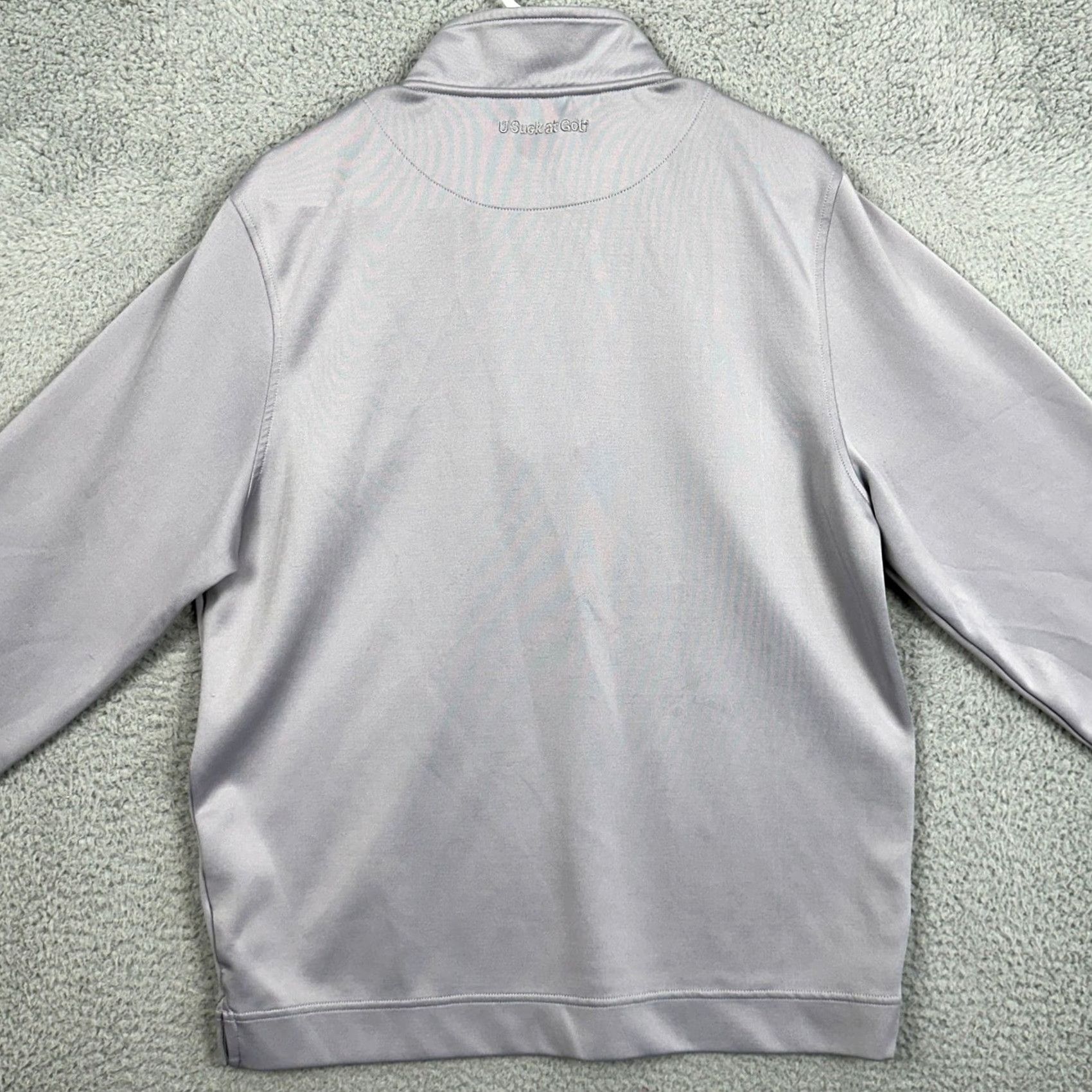 Vintage US Suck At Golf Sweatshirt Mens M Quarter Zip Gray Mock Neck Pullover Comfort Moisture Wicking Breathable Stretch Logo Zipper Golf Sports Apparel Size US M / EU 48-50 / 2 - 2 Thumbnail