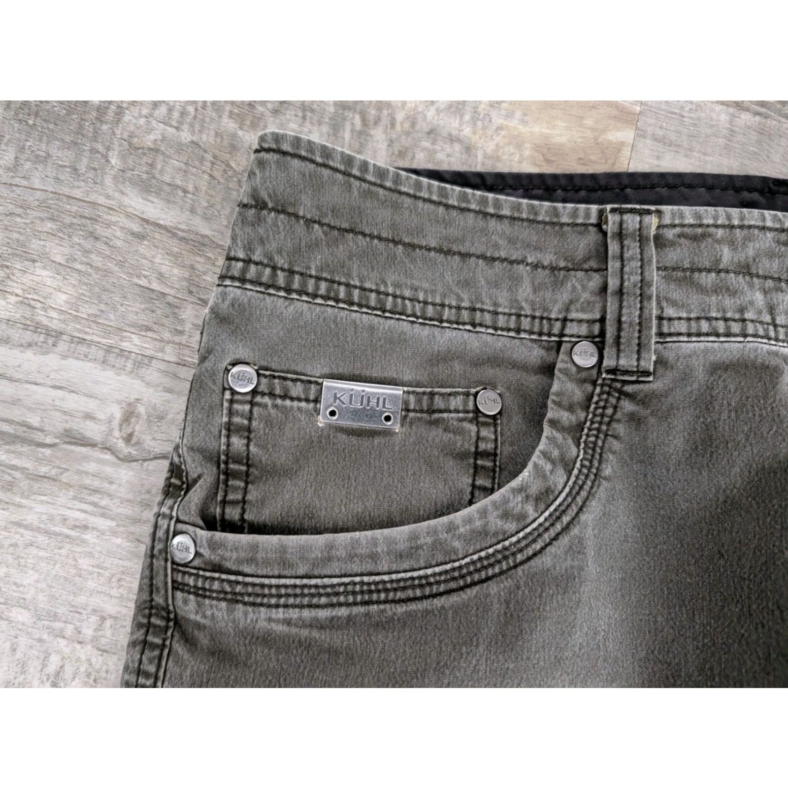 Olive Kuhl Men’s Revolvr Olive Green Chino Pants 31x26 Regular Straight 5-Pocket Logo Pocket Zipper Button Canvas Size US 31 - 4 Thumbnail