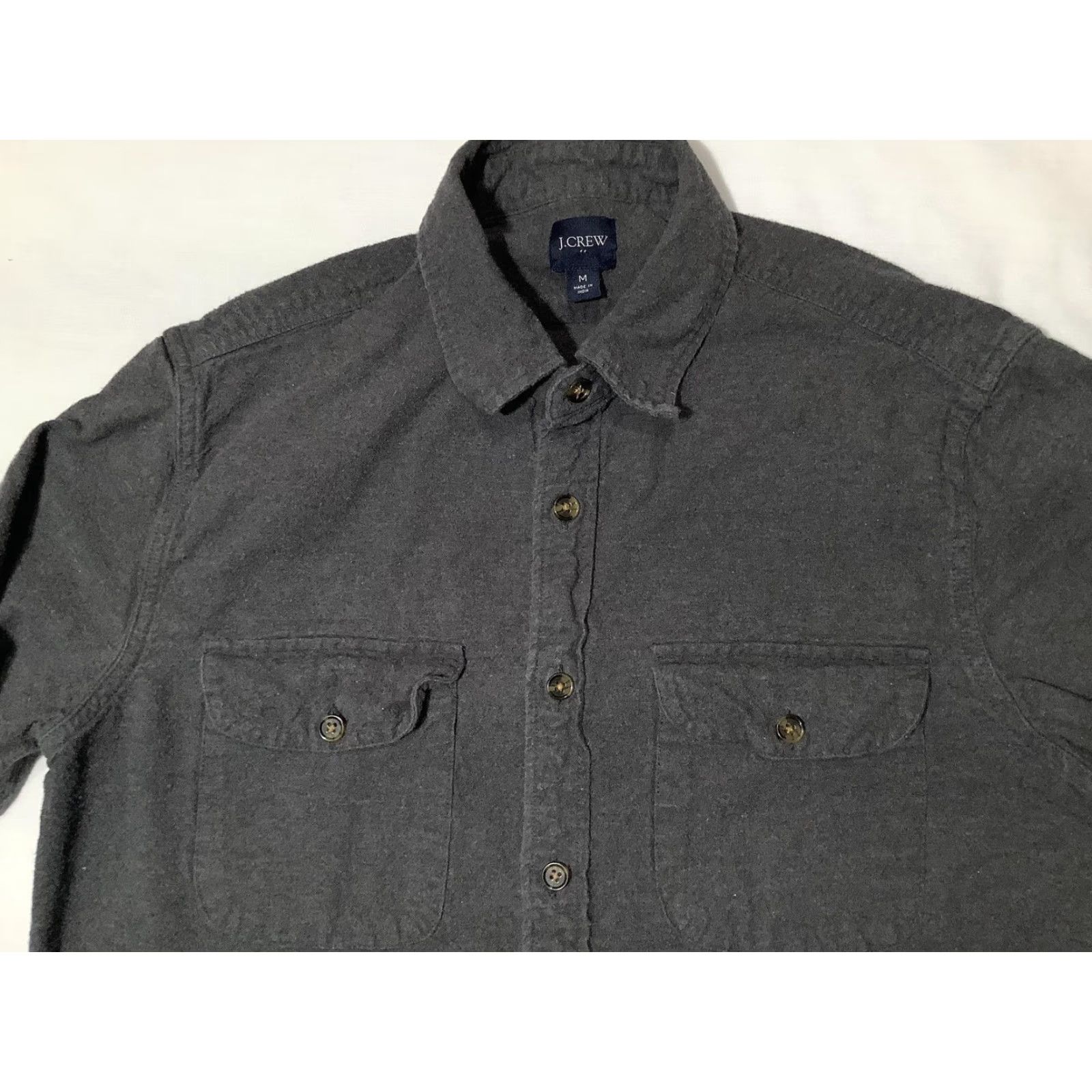 J.Crew J.Crew Shirt Mens Medium Charcoal Gray Flannel Workshirt Button Front Pockets Size US M / EU 48-50 / 2 - 2 Thumbnail
