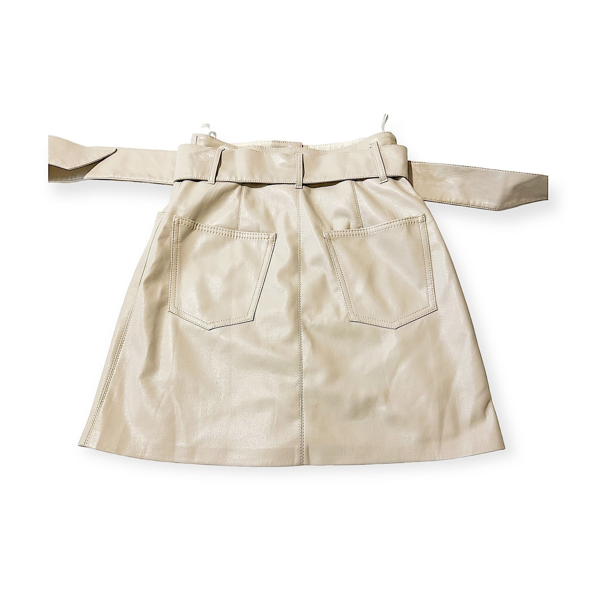 Nanushka Nanushka Cream Vegan Leather A-Line Belted Mini Skirt XS NWT Size 24" / US 00 / IT 34 - 7 Thumbnail