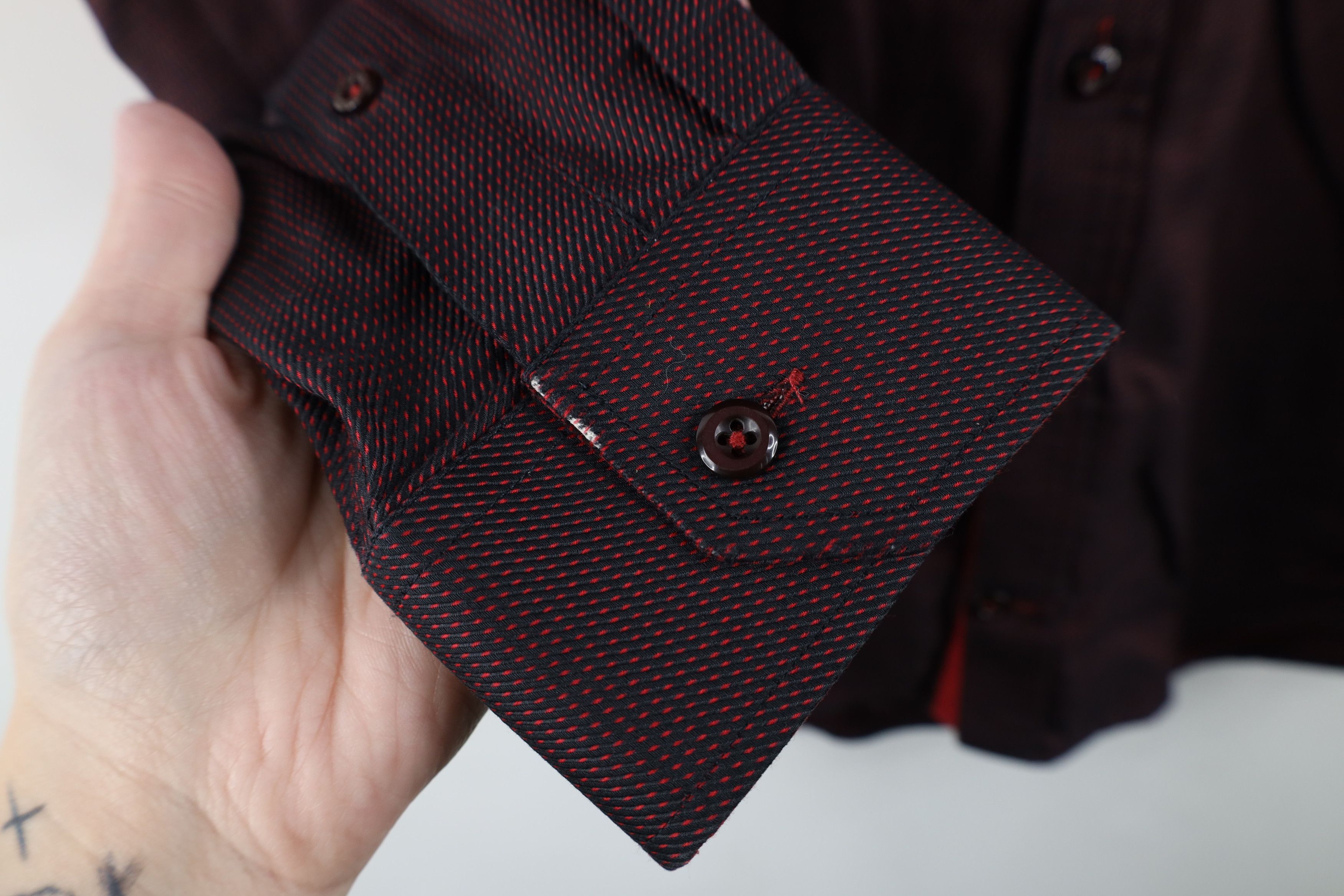 Vintage Horst Distressed Polka Dot Collared Button Shirt Red Cotton Size US M / EU 48-50 / 2 - 7 Thumbnail