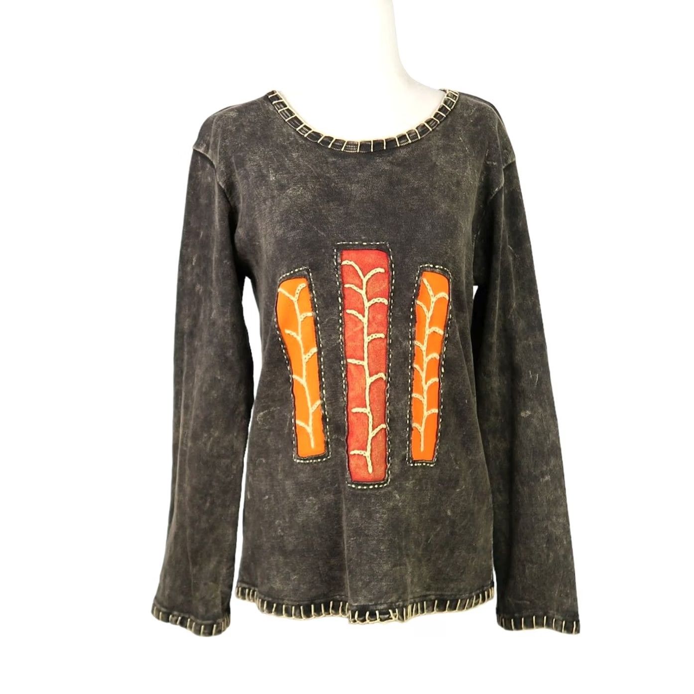 Vintage Vintage Y2K black stone washed hippy plant long sleeve Shirt M Size M / US 6-8 / IT 42-44 - 2 Thumbnail