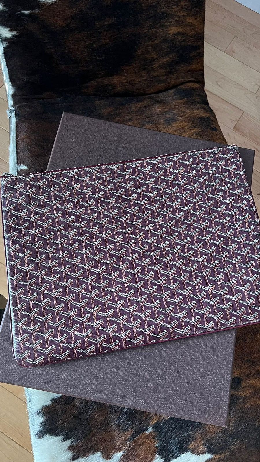 image of Goyard Burgundy Senat Gm Pouch, Men's