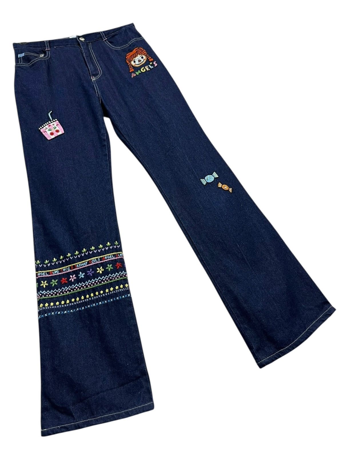Angel Blue 💕 CUTENESS 💕Vintage ANGEL BLUE Cute Embroidery Blue Jeans Size 27" / US 4 / IT 40 - 10 Thumbnail