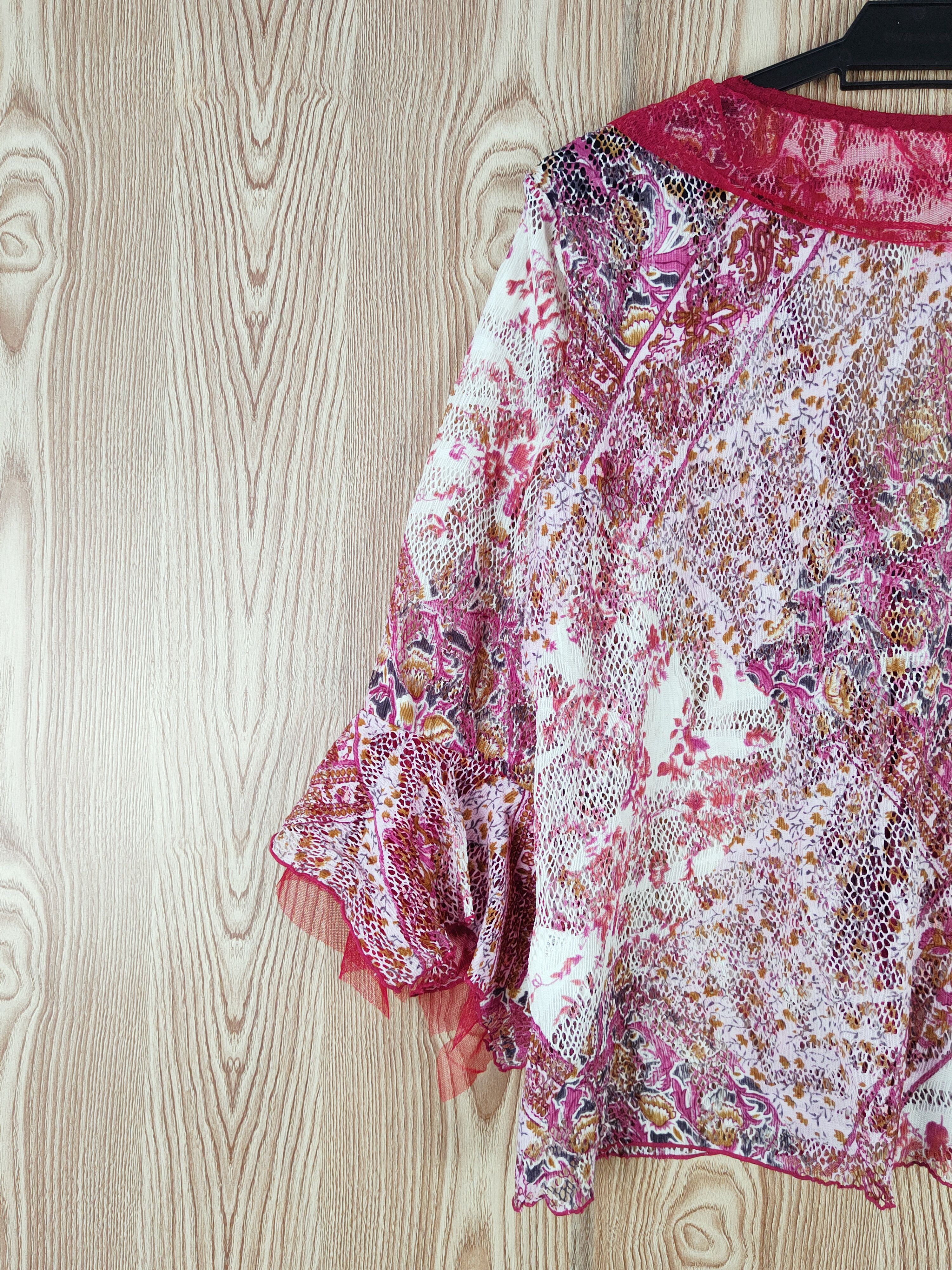 Japanese Brand × Vintage Castanets Club Red Crochet Mesh Net Cardigan Size L / US 10 / IT 46 - 8 Thumbnail
