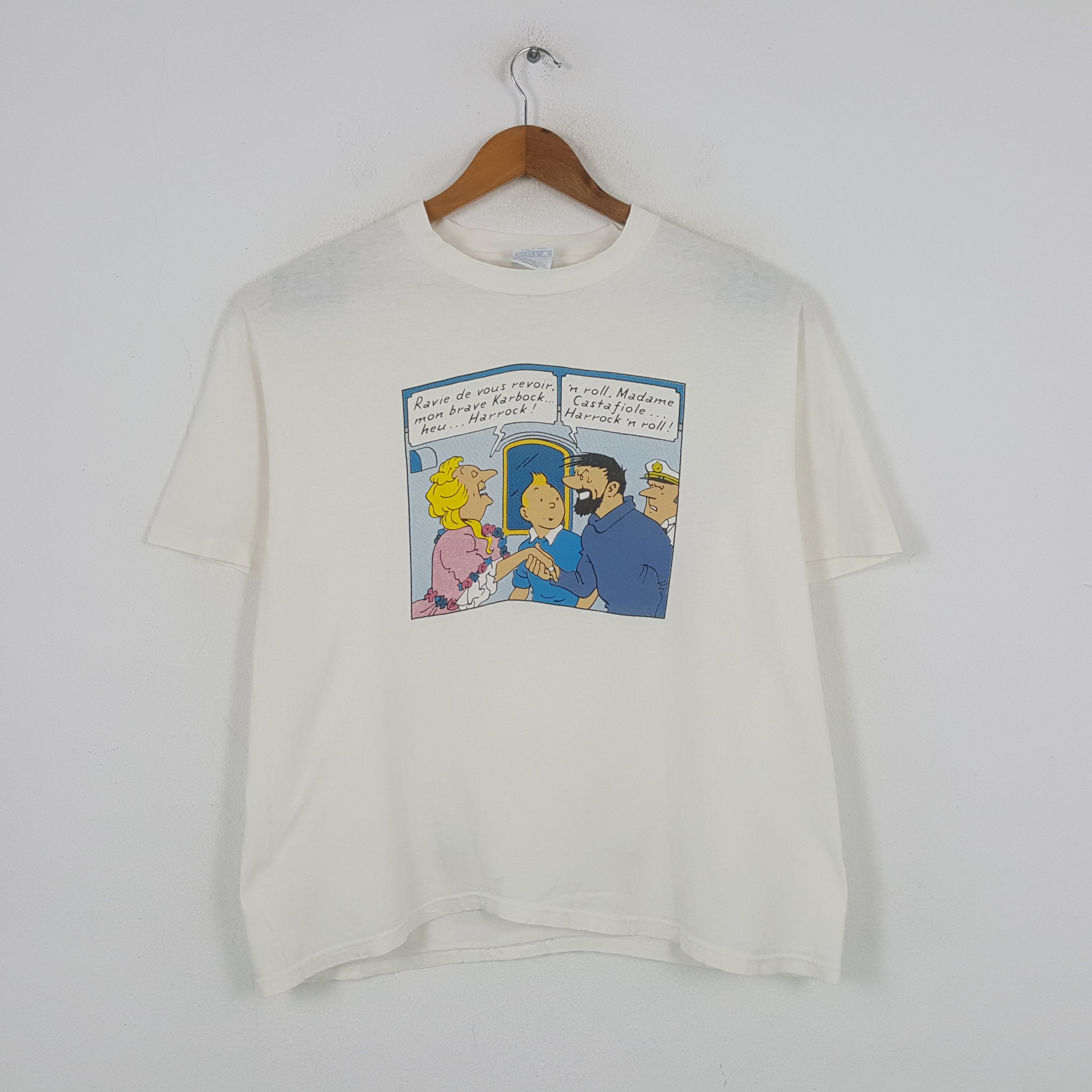 Cartoon Network × Hanes × Vintage Vintage TINTIN AMERICAN Cartoon Promo T-shirt C285N29 Size US XL / EU 56 / 4 - 1 Thumbnail