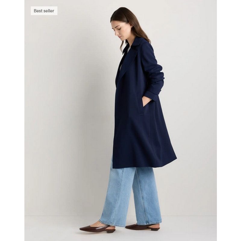 Quince Quince Women's Stretch Crepe Trench Coat Navy Size S NWT Size XS / US 0-2 / IT 36-38 - 3 Thumbnail