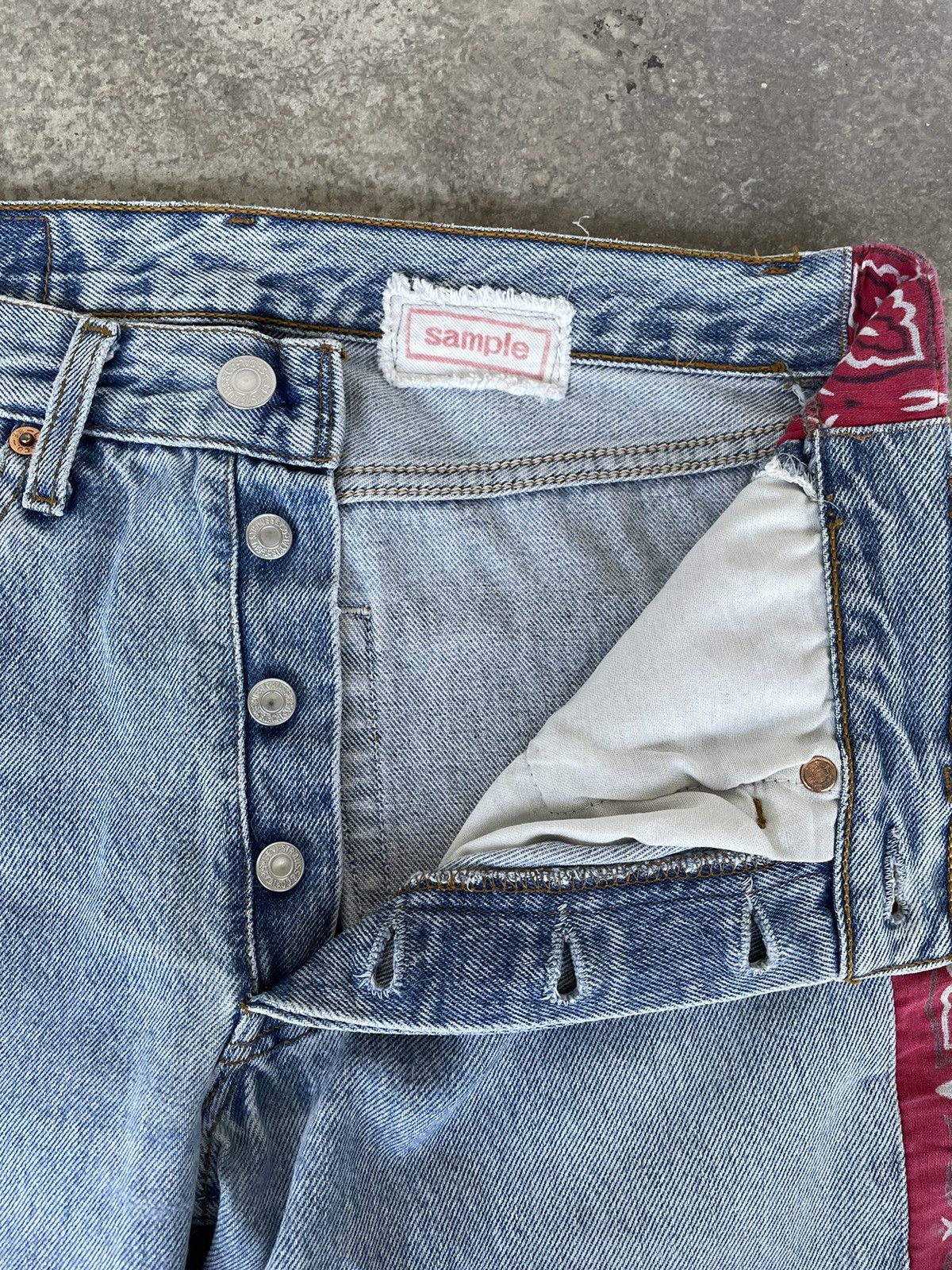Levi's Vintage Levis 501 Custom Sashiko Faded Jeans Size US 30 / EU 46 - 7 Thumbnail