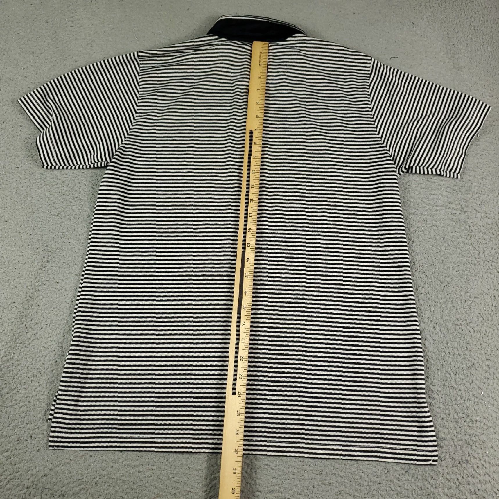 Vintage Zero Restriction Polo Shirt Mens Medium Black Striped Polo Shirt Casual Button Collar Short Sleeve Mens Polo Black Striped Shirt Size US M / EU 48-50 / 2 - 3 Thumbnail