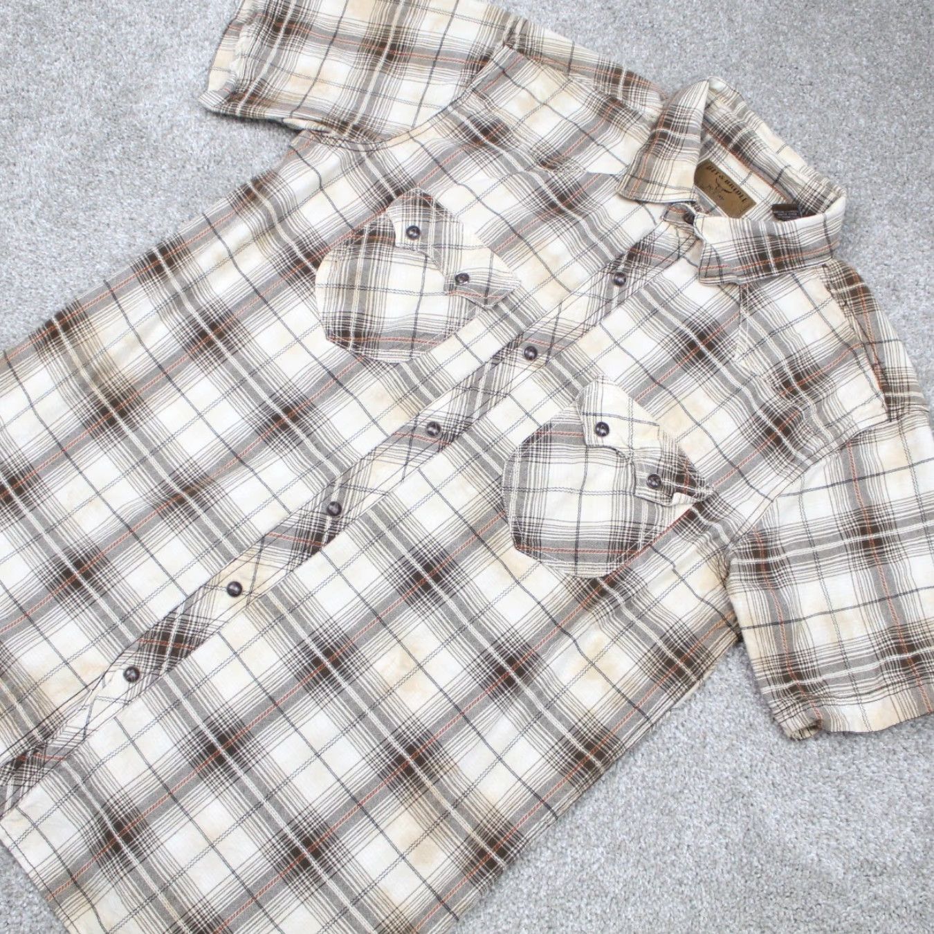 Doublet Bit & Bridle Pearl Snap Shirt Mens Large Brown Cotton Western S/S Double Pockets Shirt Size US L / EU 52-54 / 3 - 4 Thumbnail