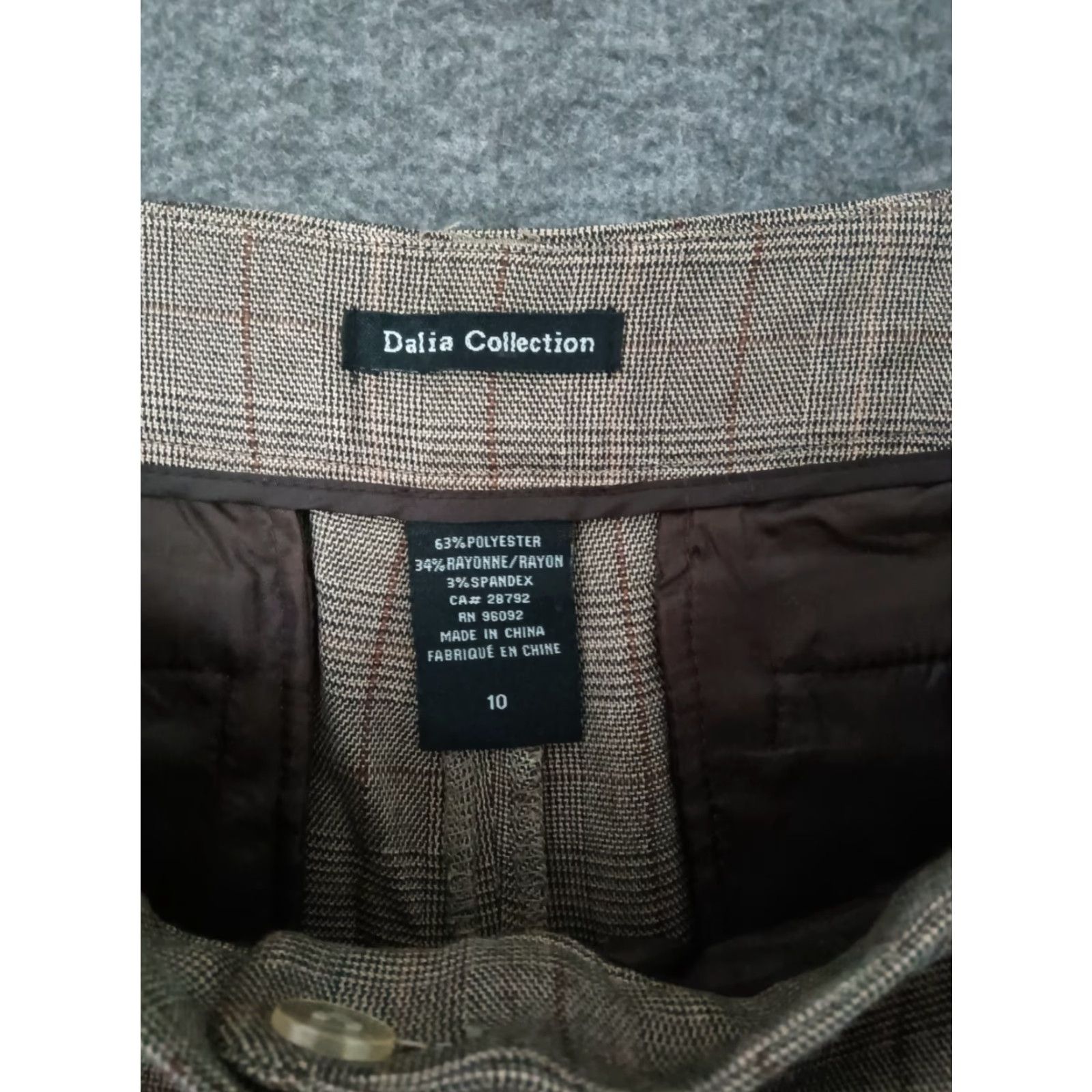 Vintage Dalia COLLECTION Women's Plaid Brown Design Dress Pants Size 10 Size 32" / US 10 / IT 46 - 5 Thumbnail