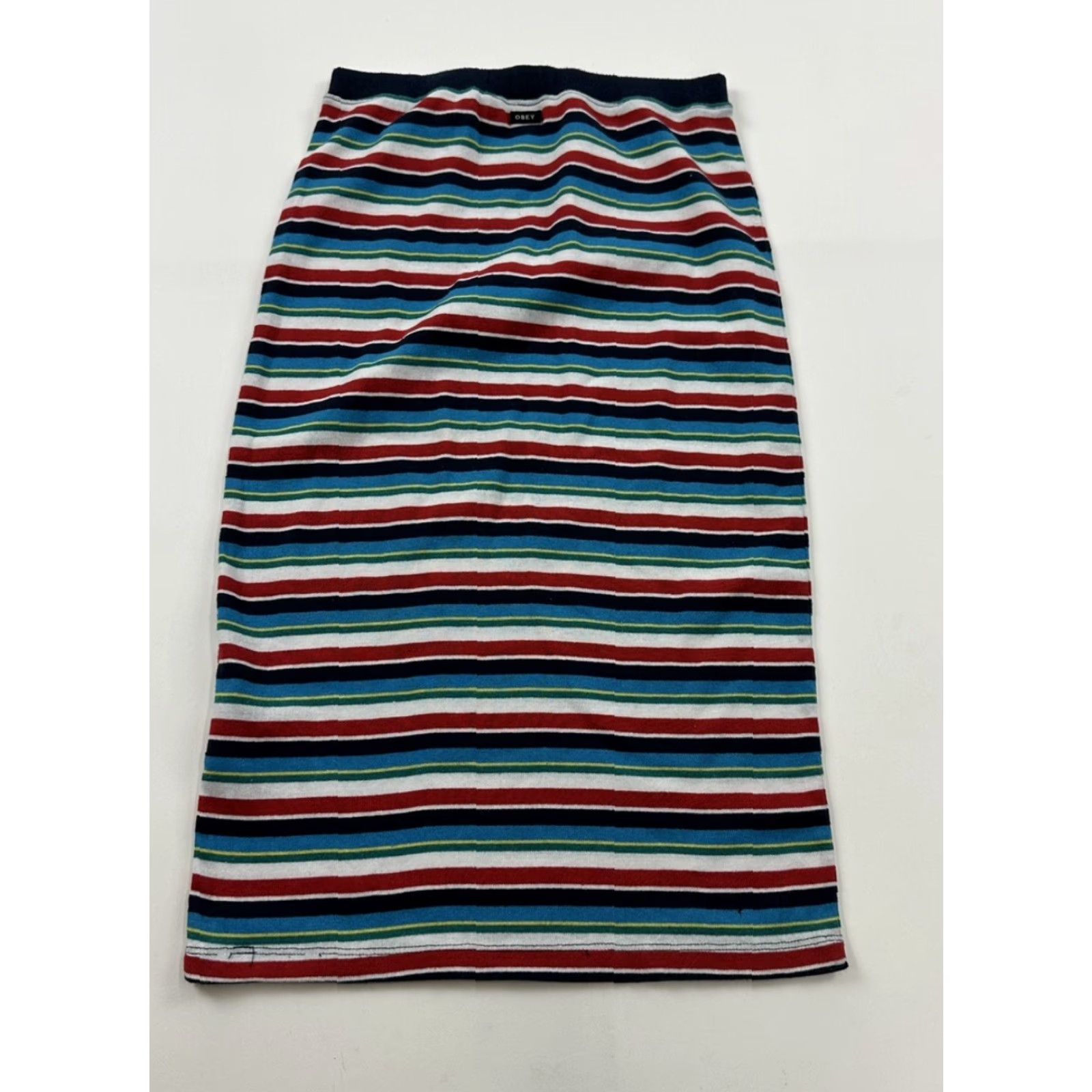 Obey VINTAGE Obey Skirt Women’s XS Striped Knit Flaws Worldwide Y2K Size 26" / US 2 / IT 38 - 2 Thumbnail