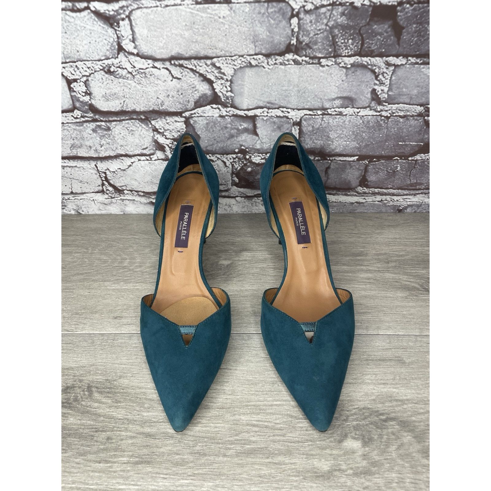 Other Parallele Blue Suede Leather Pointed Toe Stilettos Heels Wom Size US 7.5 / IT 37.5 - 24 Thumbnail