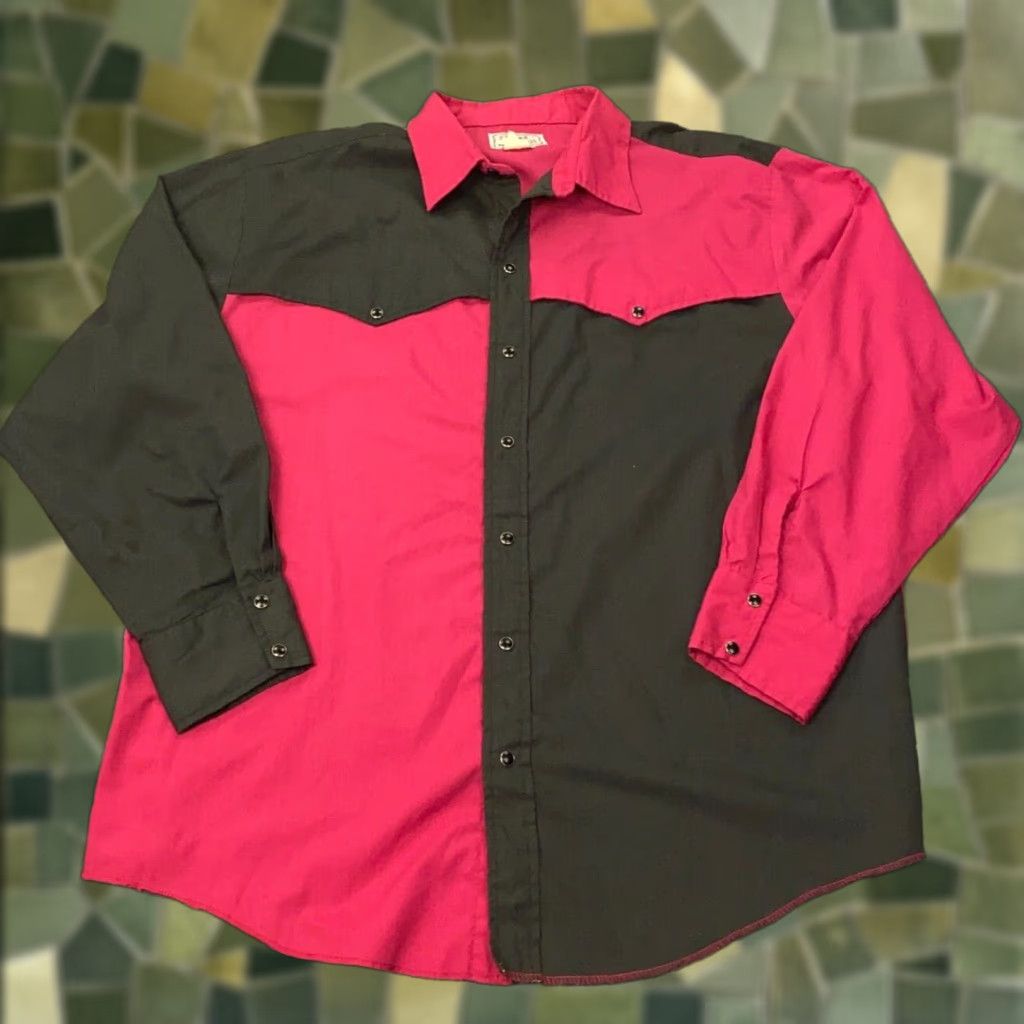 Vintage VTG H Bar C California Ranchwear Shirt Mens Large Red Pearl Snap Rockabilly Size US L / EU 52-54 / 3 - 1 Thumbnail
