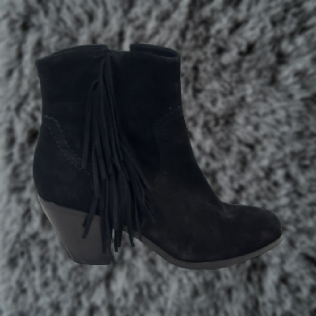 Sam Edelman SAM EDELMAN Louie Suede Boots Size 7 M Black Fringe Western Cowgirl Zip Womens Size US 7 / IT 37 - 1 Thumbnail
