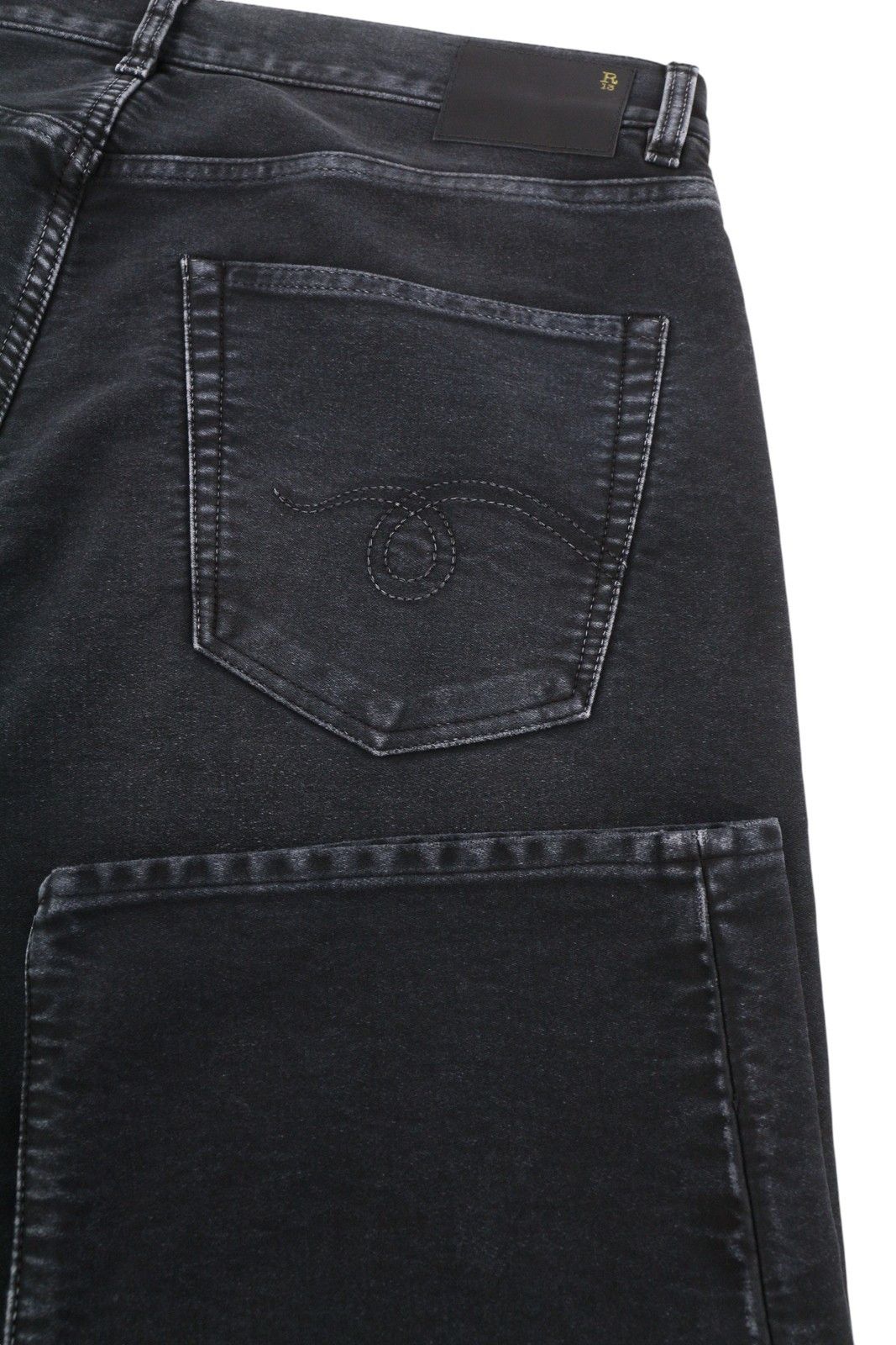 R13 X-BF 30 Black Garment Dyed Moleskin Faded Ankle FW25 86629 Size 30" / US 8 / IT 44 - 5 Thumbnail