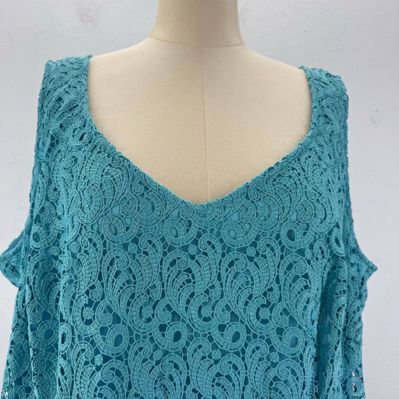 Marina Rinaldi Marina Rinaldi Ski Blue Dicitore Lace Overlay Dress Plus 22 Size 3XL / US 20-22 - 4 Thumbnail