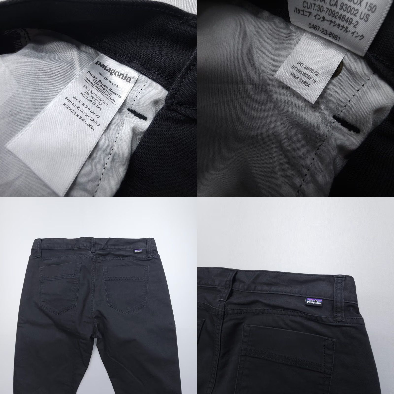 Patagonia Patagonia Pinyon Pines Pants Womens 6 Black Slim Hiking Stretch Chino Knit Cotton Blend Zip Front Flat Front Size 28" / US 6 / IT 42 - 8 Thumbnail