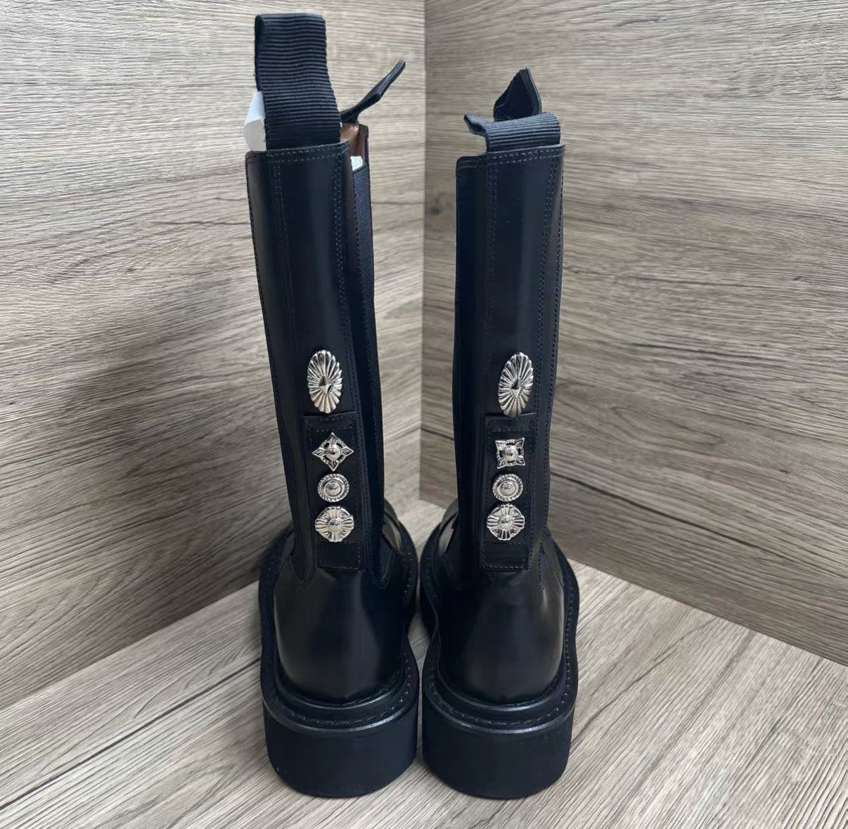 Toga Pulla Toga Pulla Black & Silver Platform Knee-High Boots J41 Size US 5 / IT 35 - 3 Thumbnail