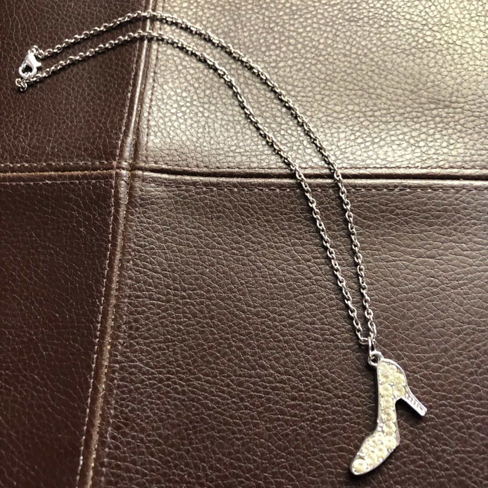 Jewelry Antique silver tone light yellow stone ladies shoe necklace Size ONE SIZE - 7 Thumbnail