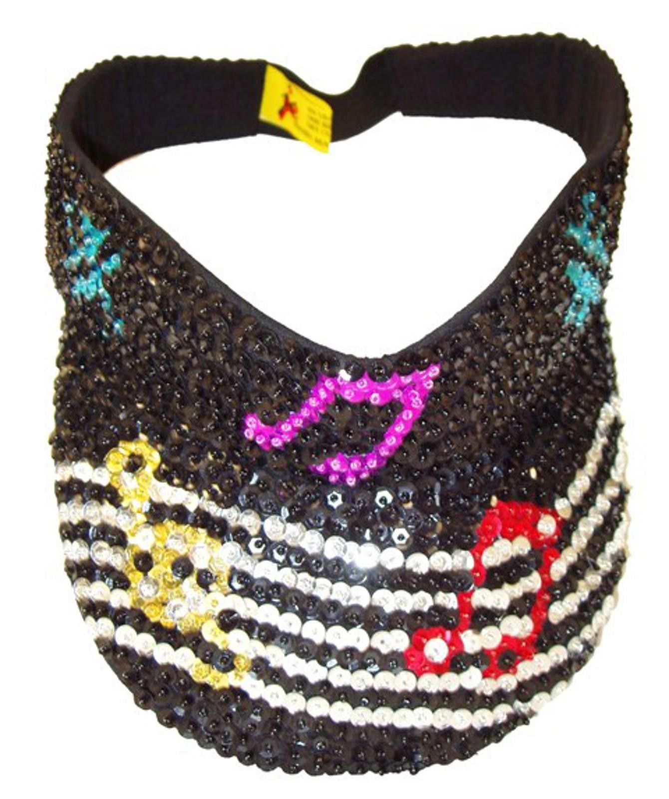 Designer Sequin Sun Visor Black with music Multicolor Size ONE SIZE - 1 Preview