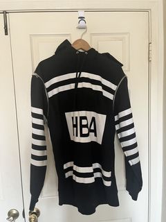 HOOD BY AIR Size S Black Embossed Leather Hockey Bomber Jacket at 1stDibs