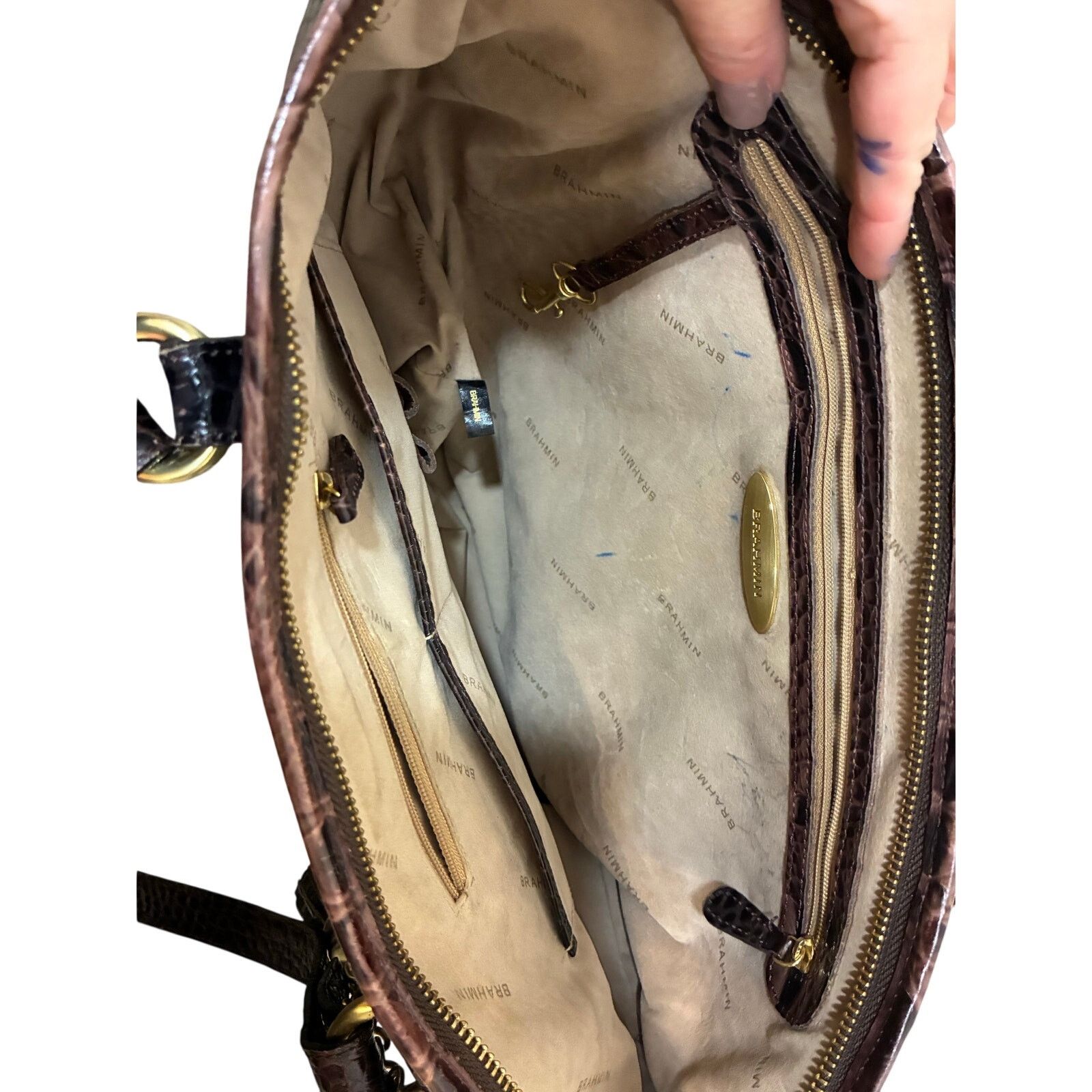 BRAHMIN Brahmin Coquette Pecan Melbourne Leather Asher Tote Bag EUC Size ONE SIZE - 6 Thumbnail