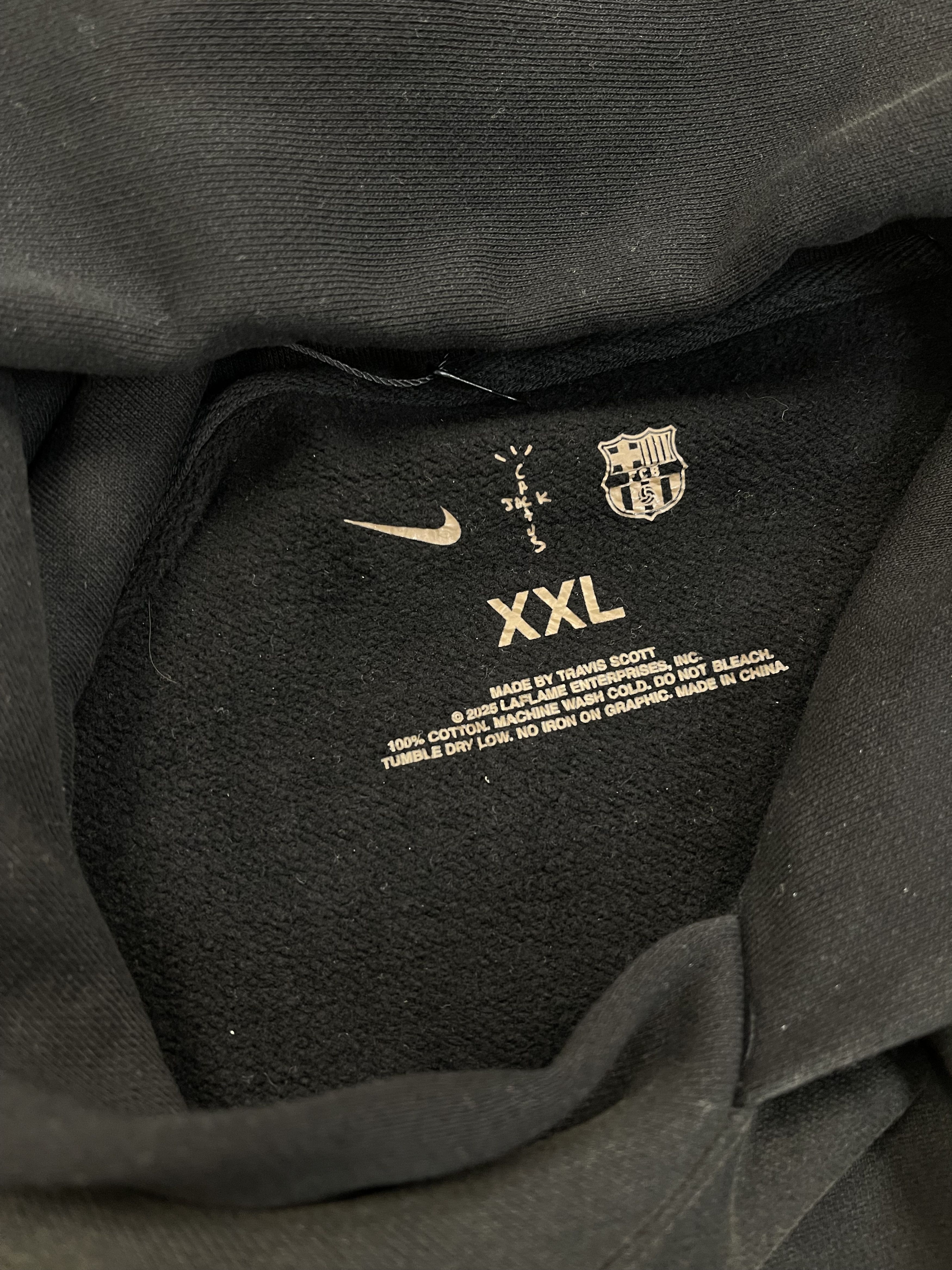Nike × Travis Scott Travis Scott x Nike x FC Barcelona Spray Logo Hoodie Black Size US XXL / EU 58 / 5 - 4 Thumbnail