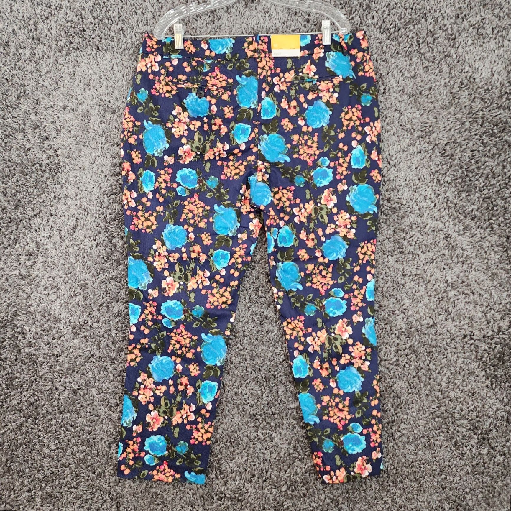 Merona Merona Women Pants Blue Floral Classic Mid Rise Straight Hip Thigh Ankle Size 18 Plus 27in Inseam Size 40" / US 18 - 5 Thumbnail