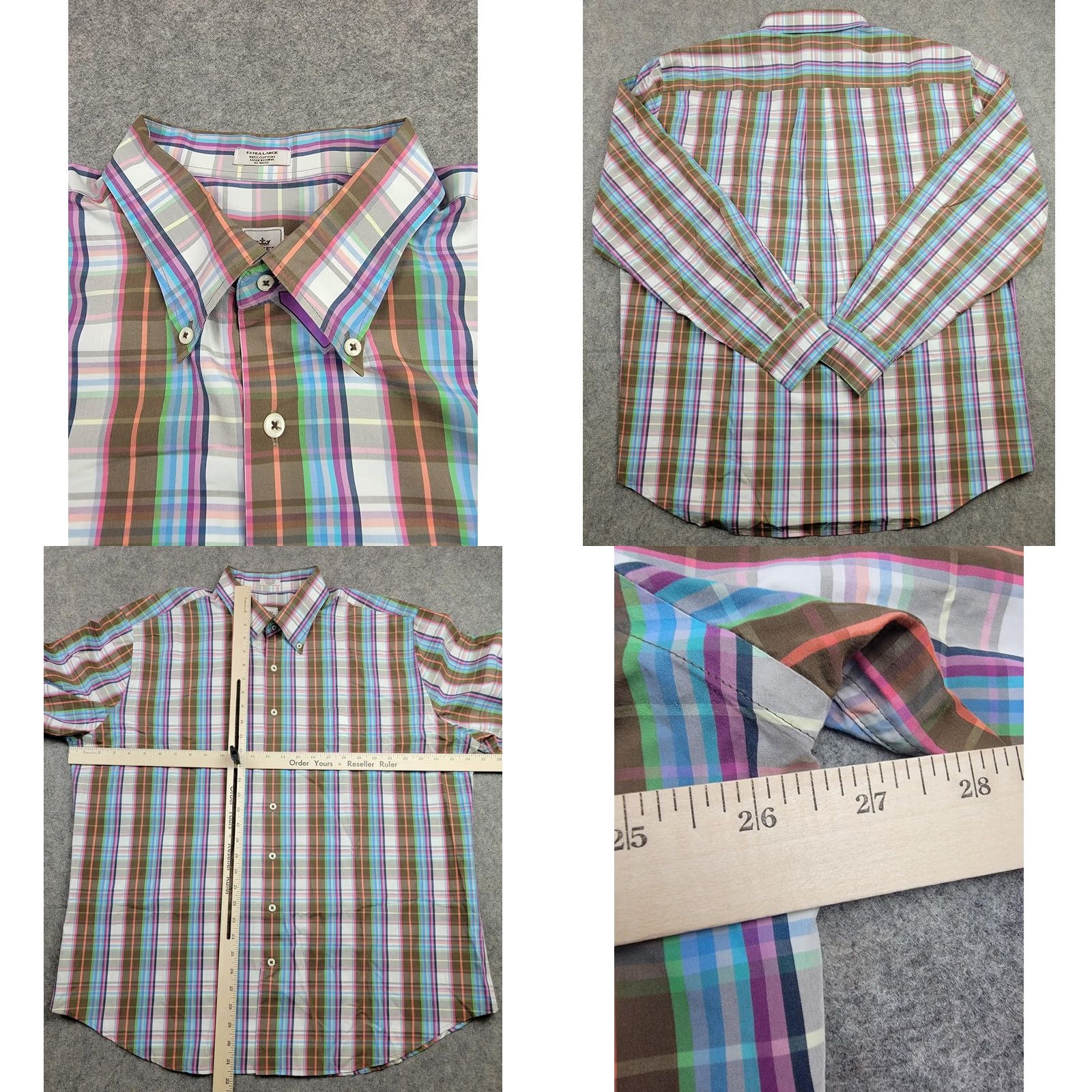 Peter Millar Peter Millar Shirt Mens XL Plaid Multicolor Weekender Wash Long Sleeve Button-Down Collar Button-Up Shirt Size US XL / EU 56 / 4 - 8 Thumbnail