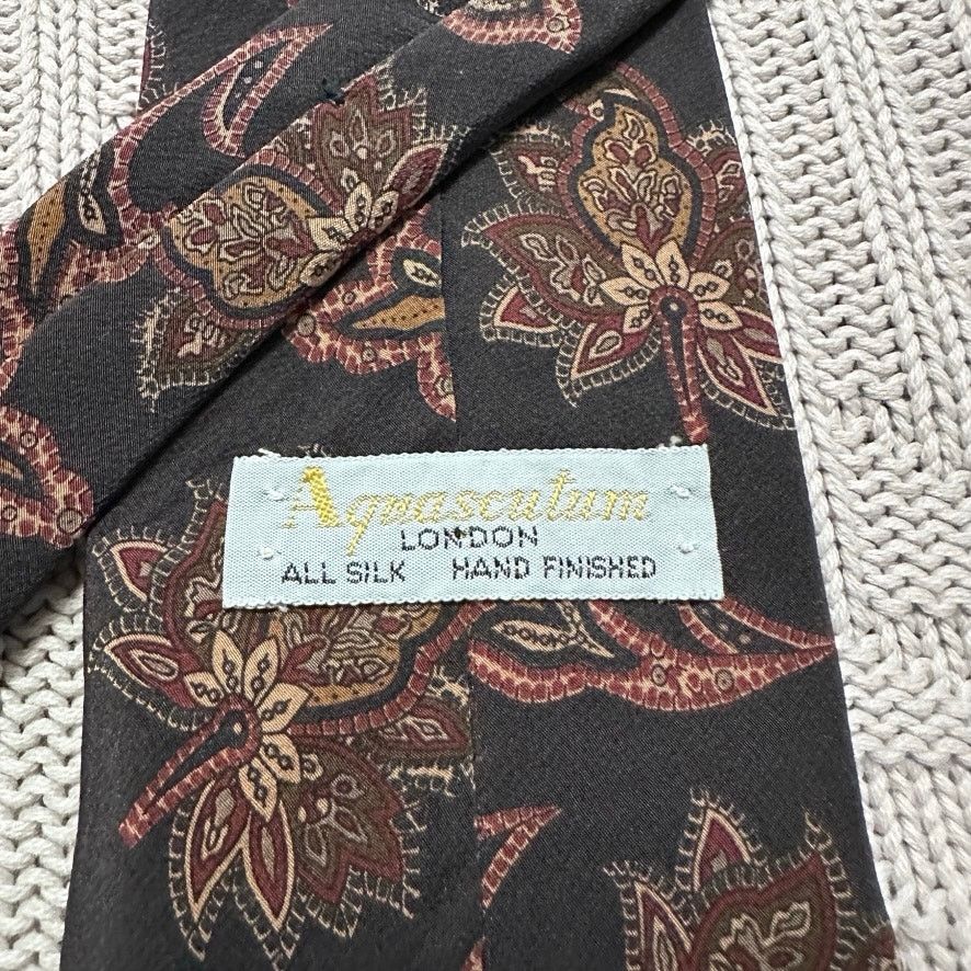 Aquascutum Vintage Aquascutum brown paisley silk tie Size ONE SIZE - 3 Thumbnail