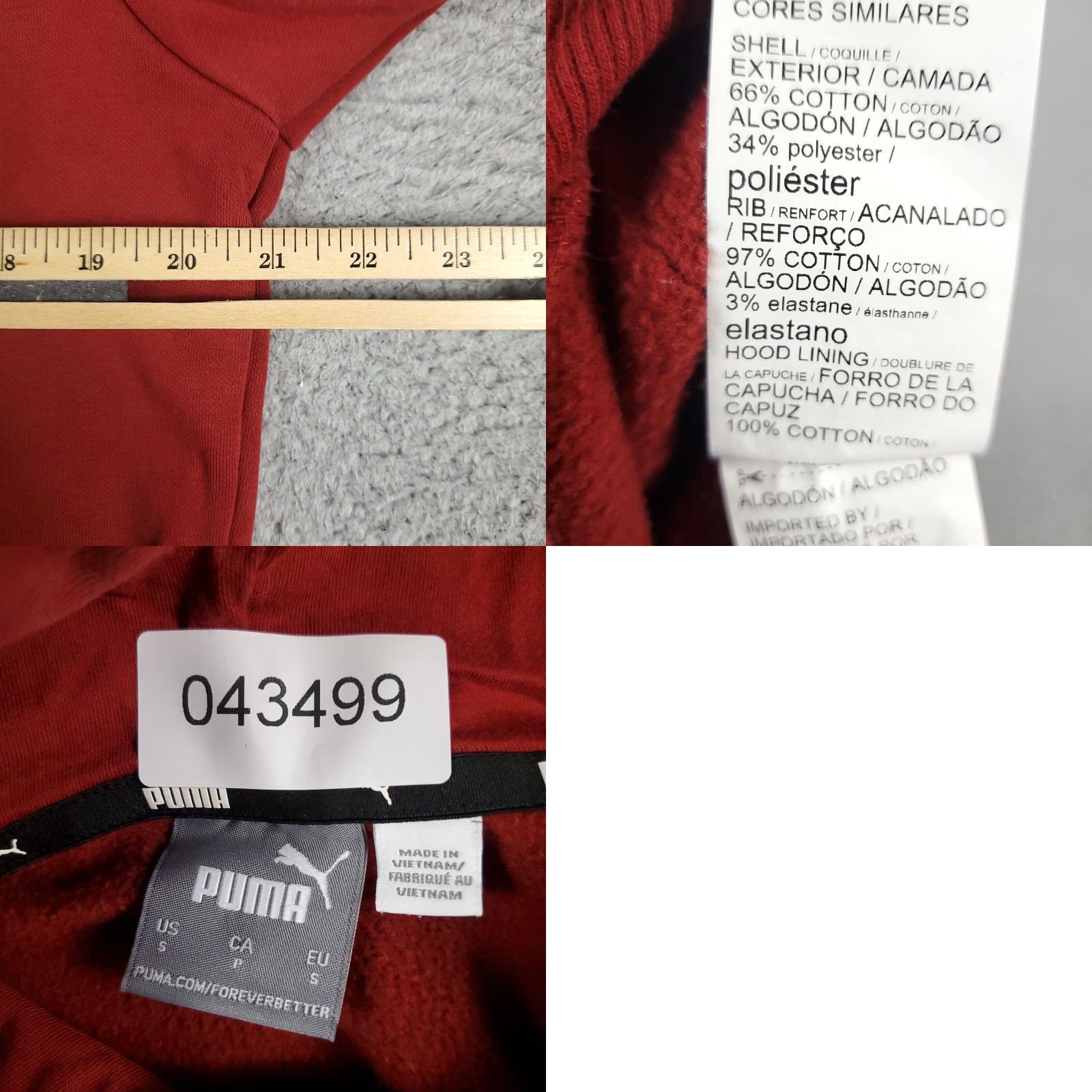 Puma PUMA Hoodie Mens Small Red Casual Pullover Sweatshirt Size US S / EU 44-46 / 1 - 8 Thumbnail