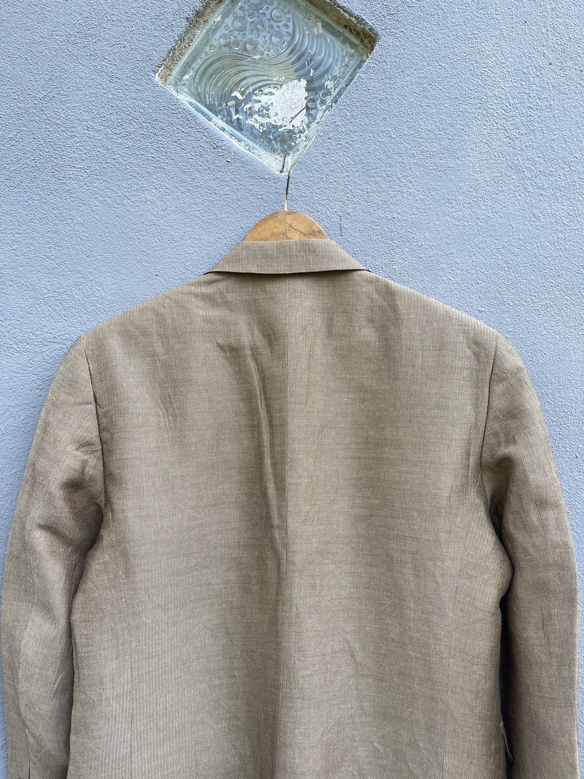 Designer Vintage Kansai Yamamoto SISSY Beige Herringbone Blazer Size 42L - 10 Thumbnail