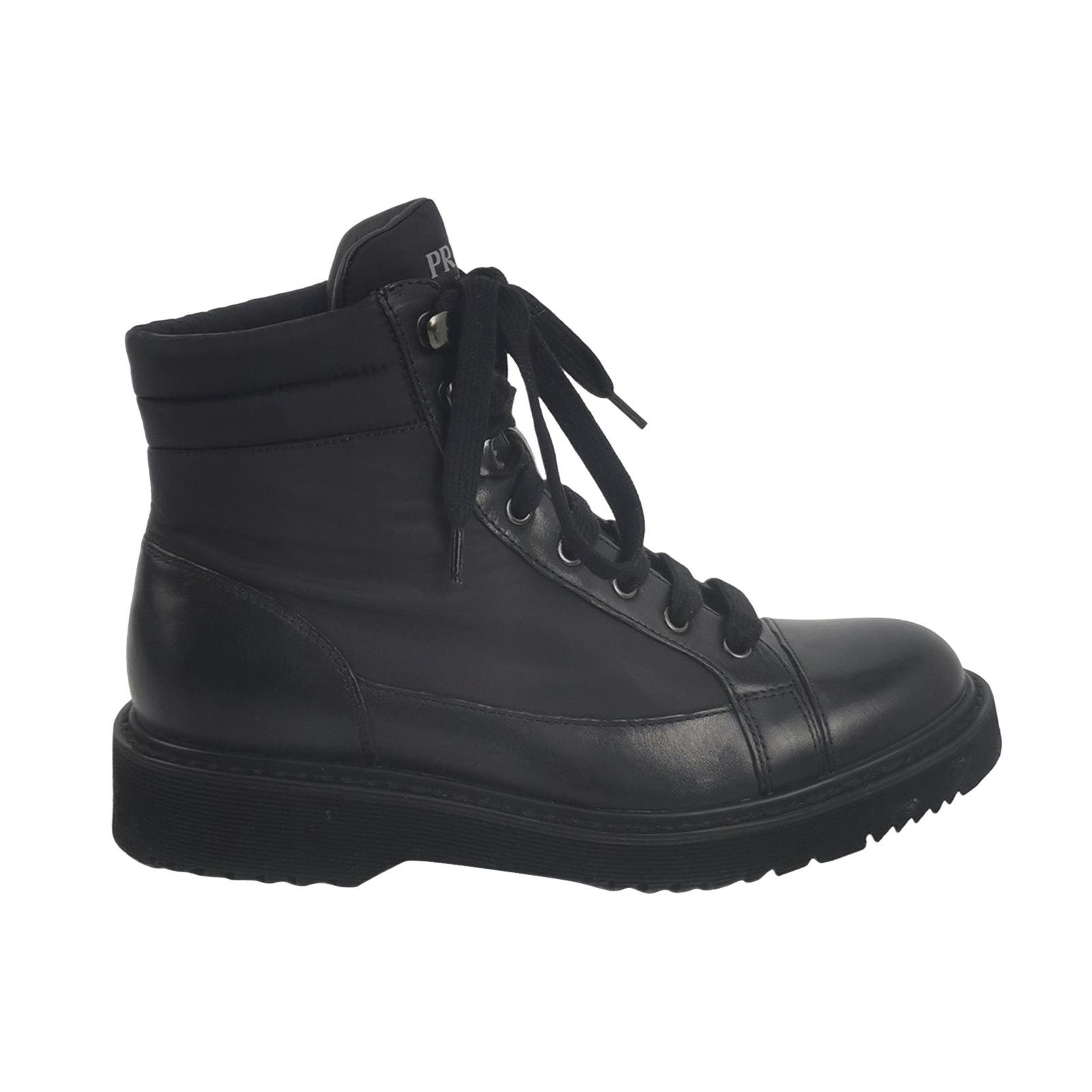Prada Prada Leather Nylon Lace Up Boots 6.5 Size US 6 / EU 39 - 1 Thumbnail