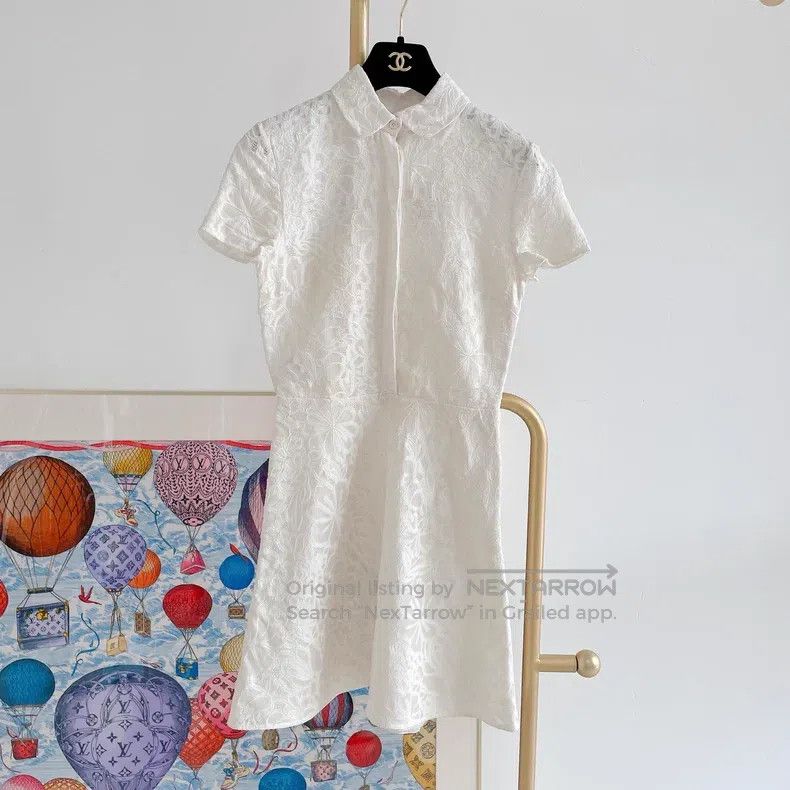 Valentino Valentino White dark vein jacquard dress Size S / US 4 / IT 40 - 1 Thumbnail