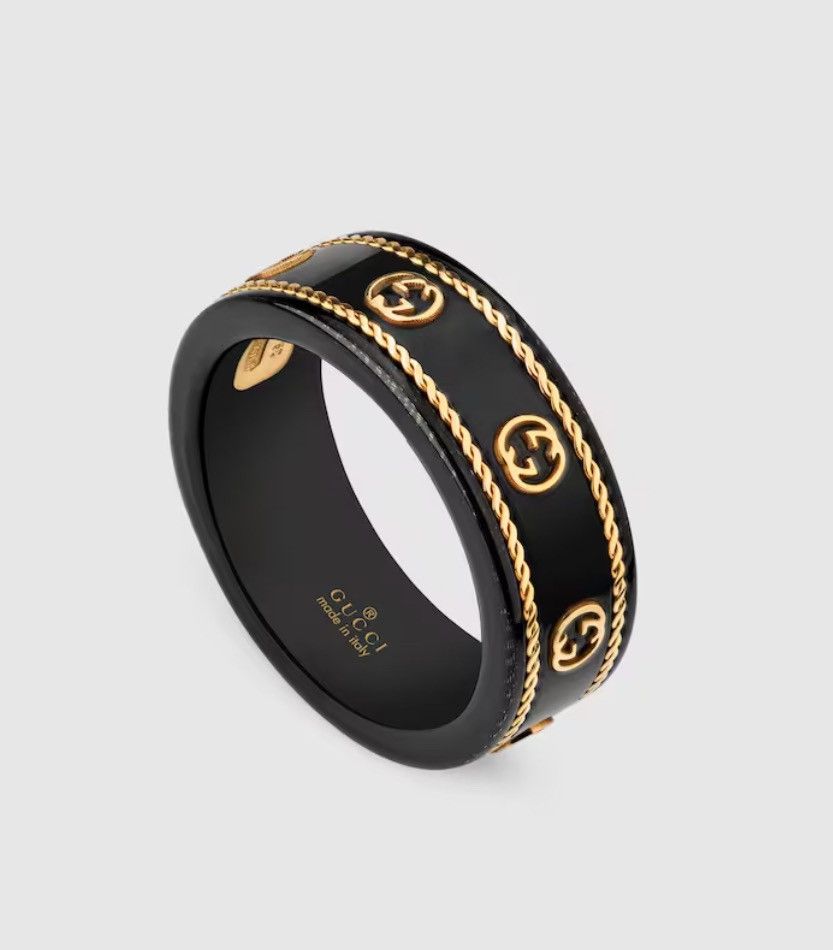 Gucci GUCCI Icon Ring with 18k Yellow Gold Interlocking G Size ONE SIZE - 6 Thumbnail