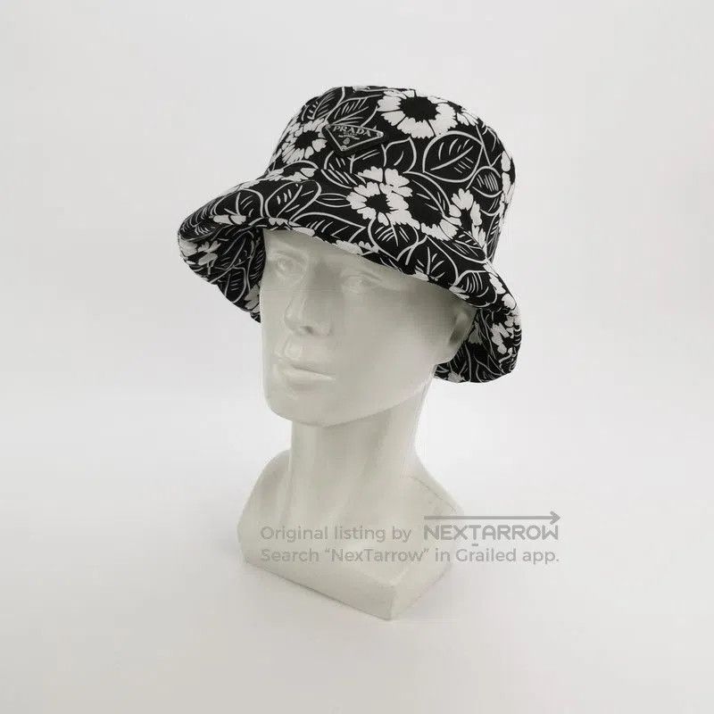 Prada Prada Floral Print Triangle Logo Bucket Hat. Size ONE SIZE - 2 Thumbnail