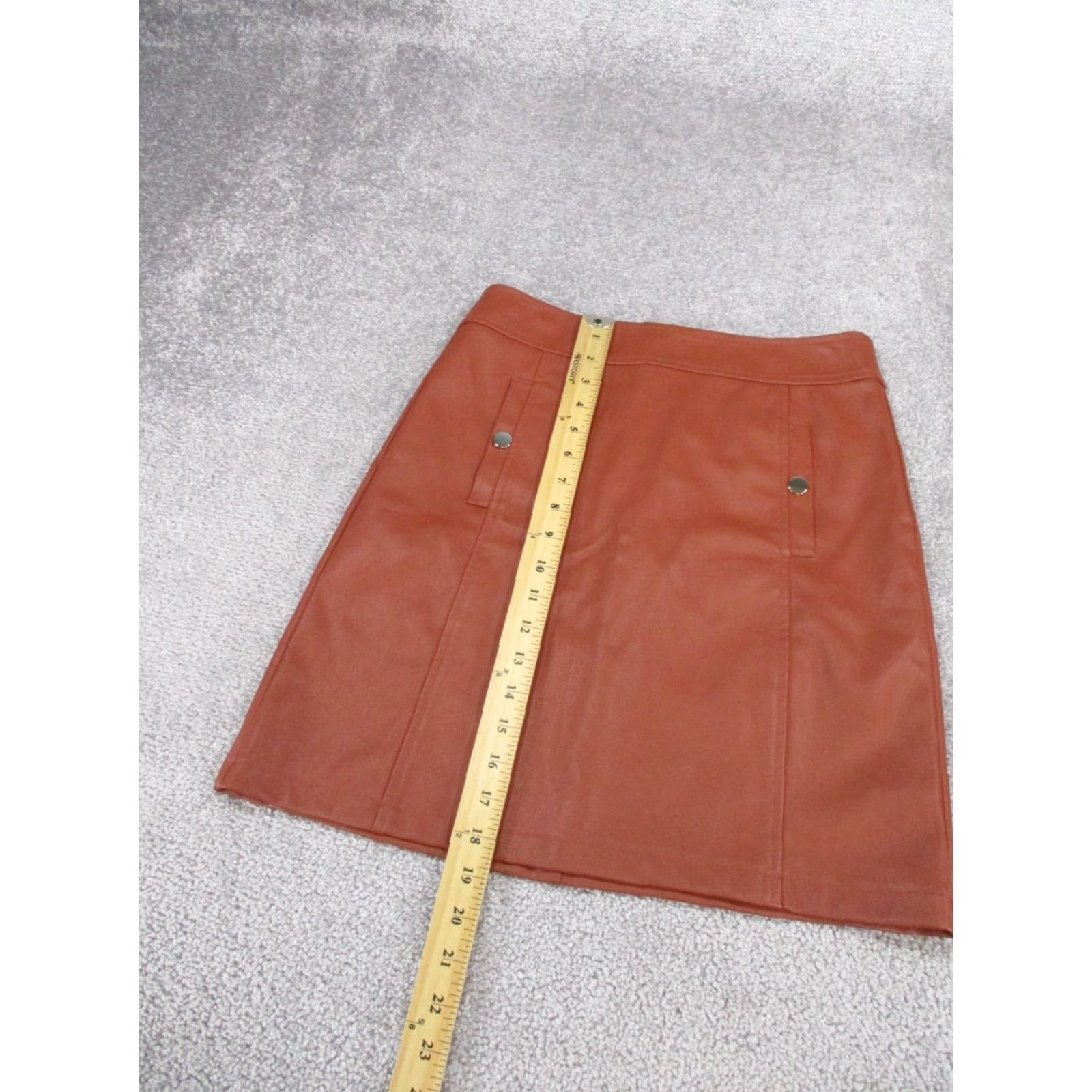 Loft LOFT Skirt Women's Short A-Line Faux Leather Red 0 Regular Zip Lined Womens Size 25" / US 0 / IT 36 - 2 Thumbnail